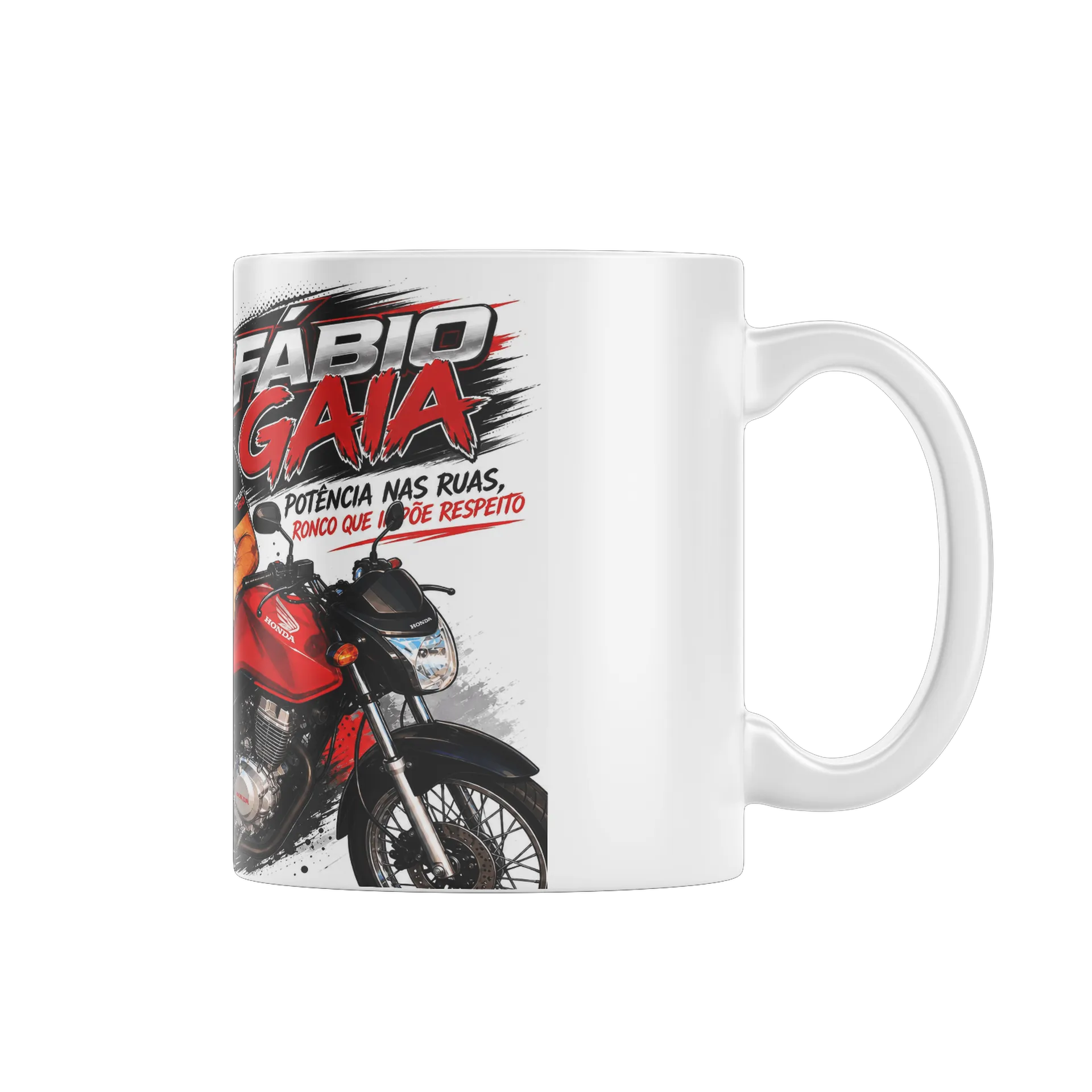 Caneca Porcelana Fabio Gaia Motivo Moto 325ml de Fabio — imagem 1 de 4
