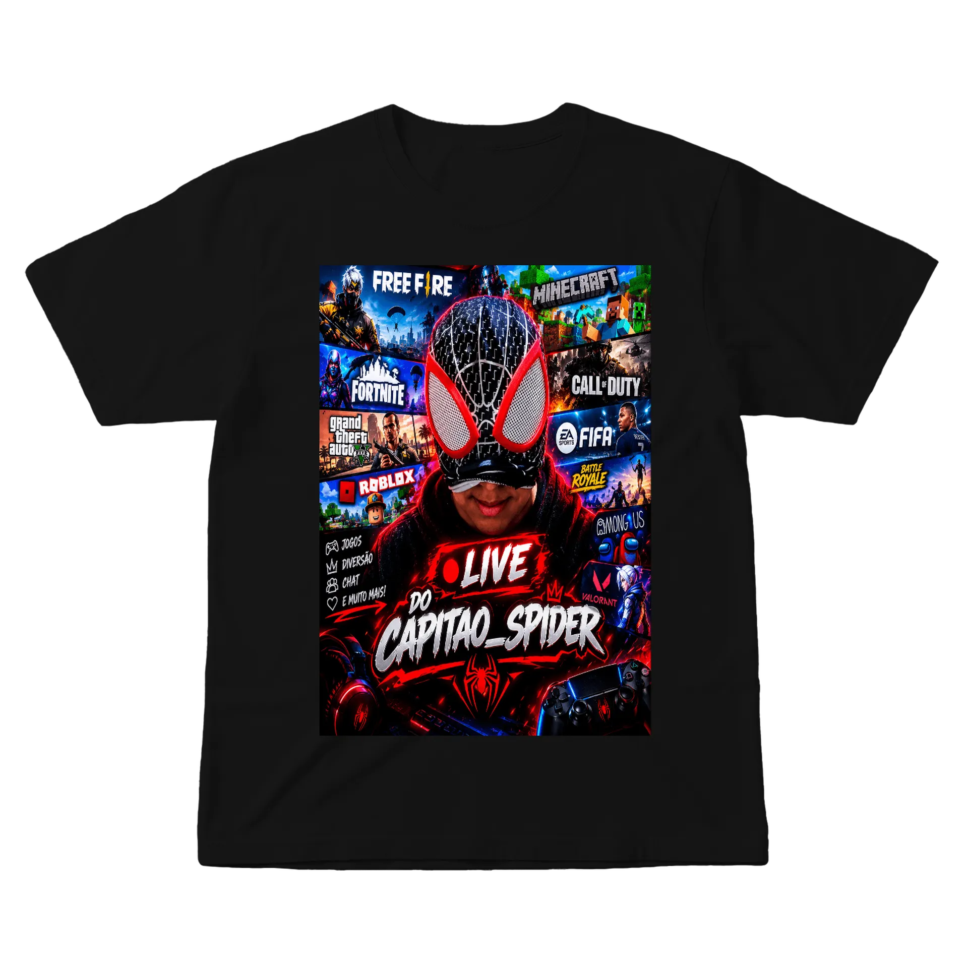 Camiseta Capitão Spider Gamer Ao Vivo 100% Algodão - Imagem 2