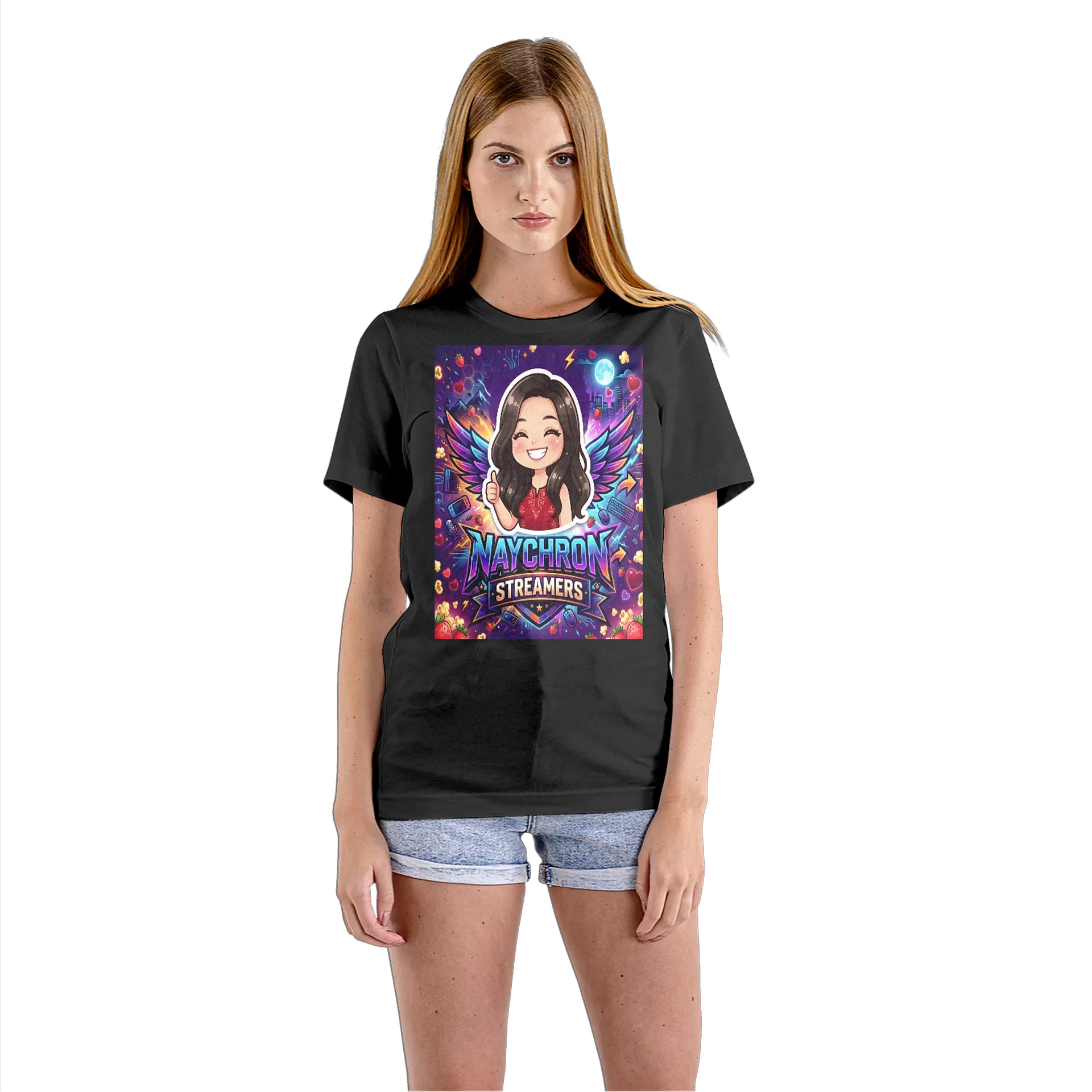 Camiseta Babylook Naychron Streamers Estilo Cartoon 100% - Imagem 3