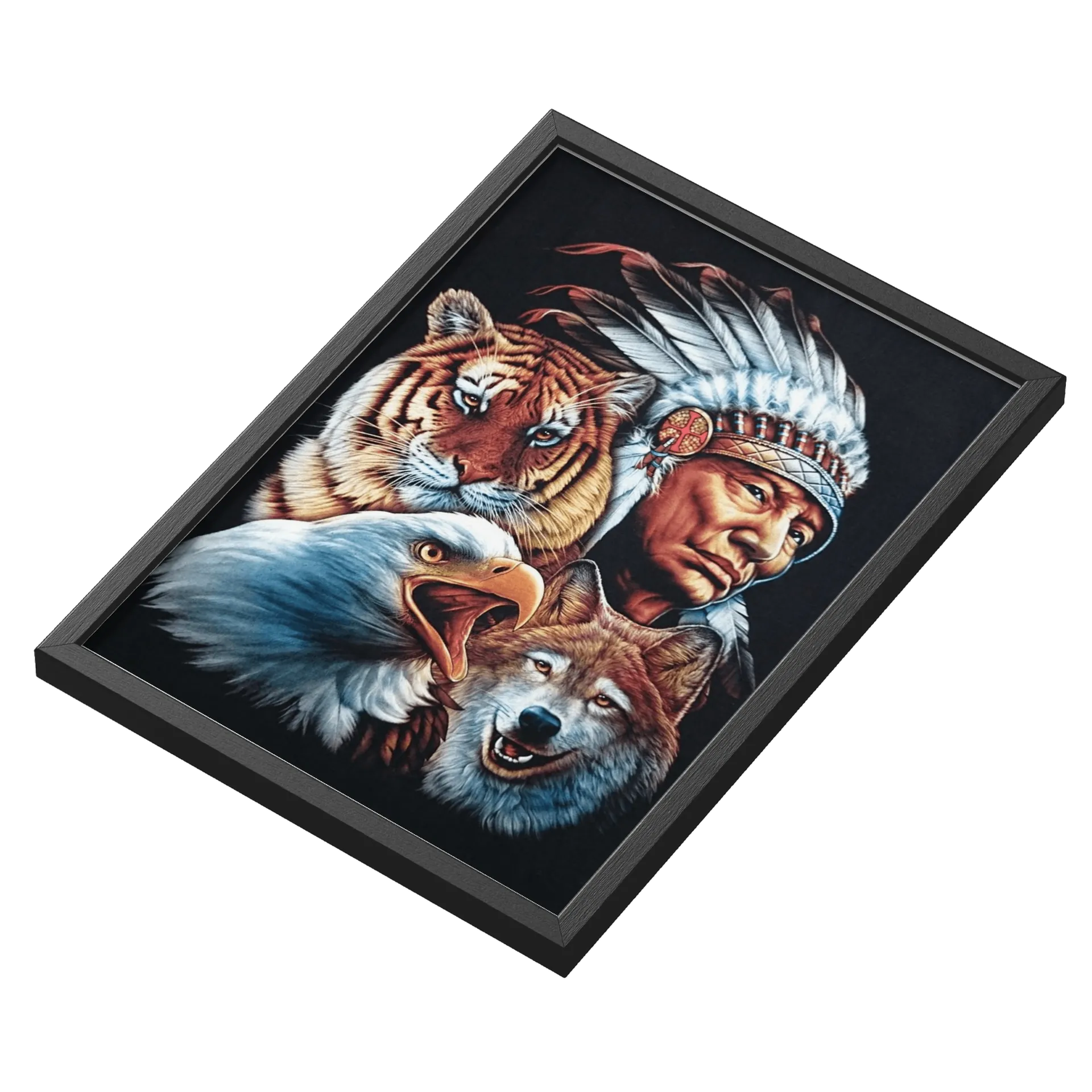 Quadro A3 personalizado Com Vidro:Índio, Tigre, Lobo e Águia de Lopes Estampas Clássicas  — imagem 3 de 3