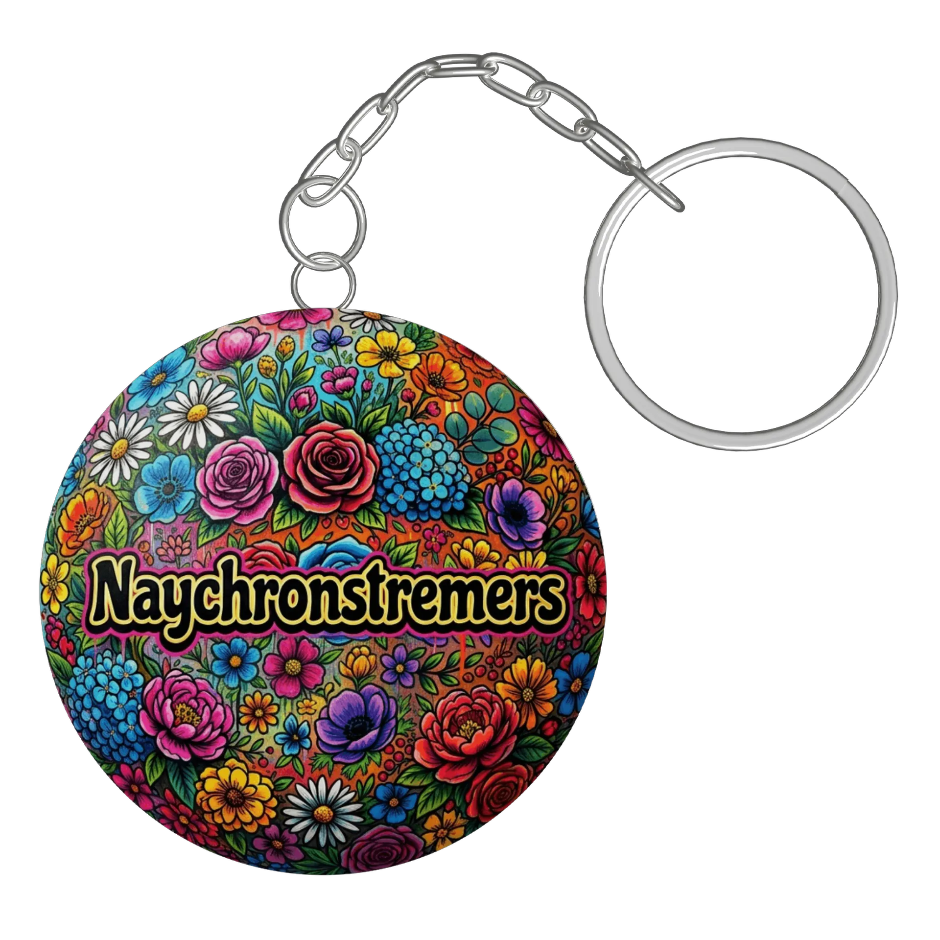 Chaveiro MDF Naychronstreamers Floral Colorido Ilustrado - Imagem 2