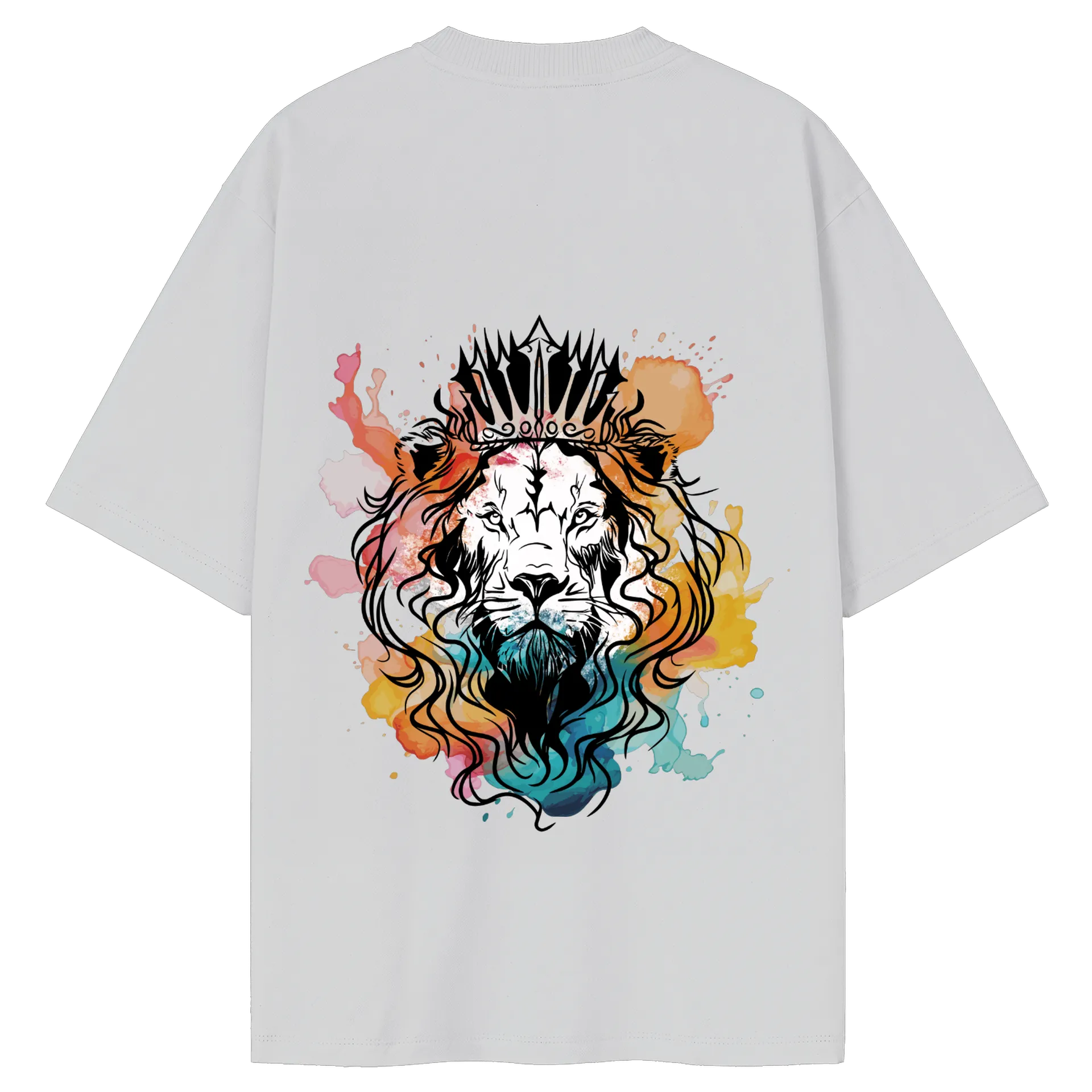 Camiseta Oversized Leão Coroado Arte Colorida 50% Algodão de PUBLI UP  — imagem 2 de 6