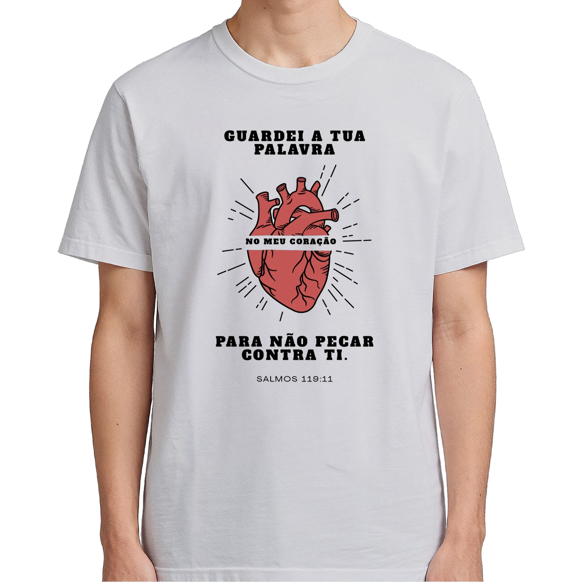Camiseta Coração Vermelho Estampa Tipográfica 100% Algodão - Imagem 5