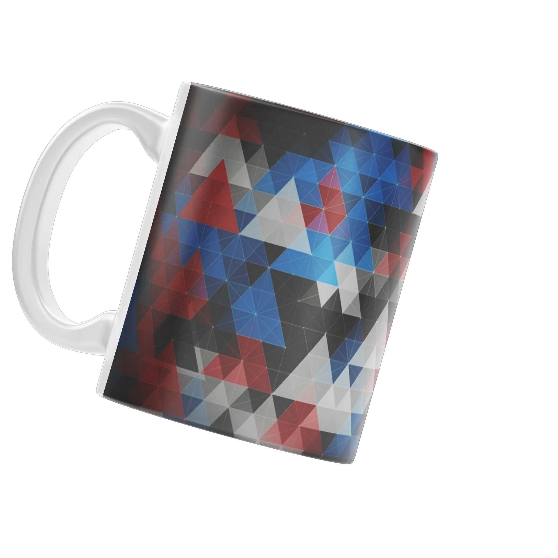 Caneca Porcelana Estampa Geométrica Azul Vermelho 325ml - Imagem 3