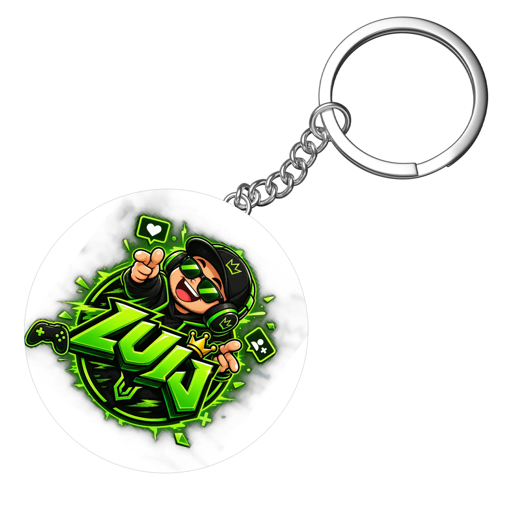 Chaveiro Streamer de Boné e Headset Estilo Cartoon MDF - Imagem 3