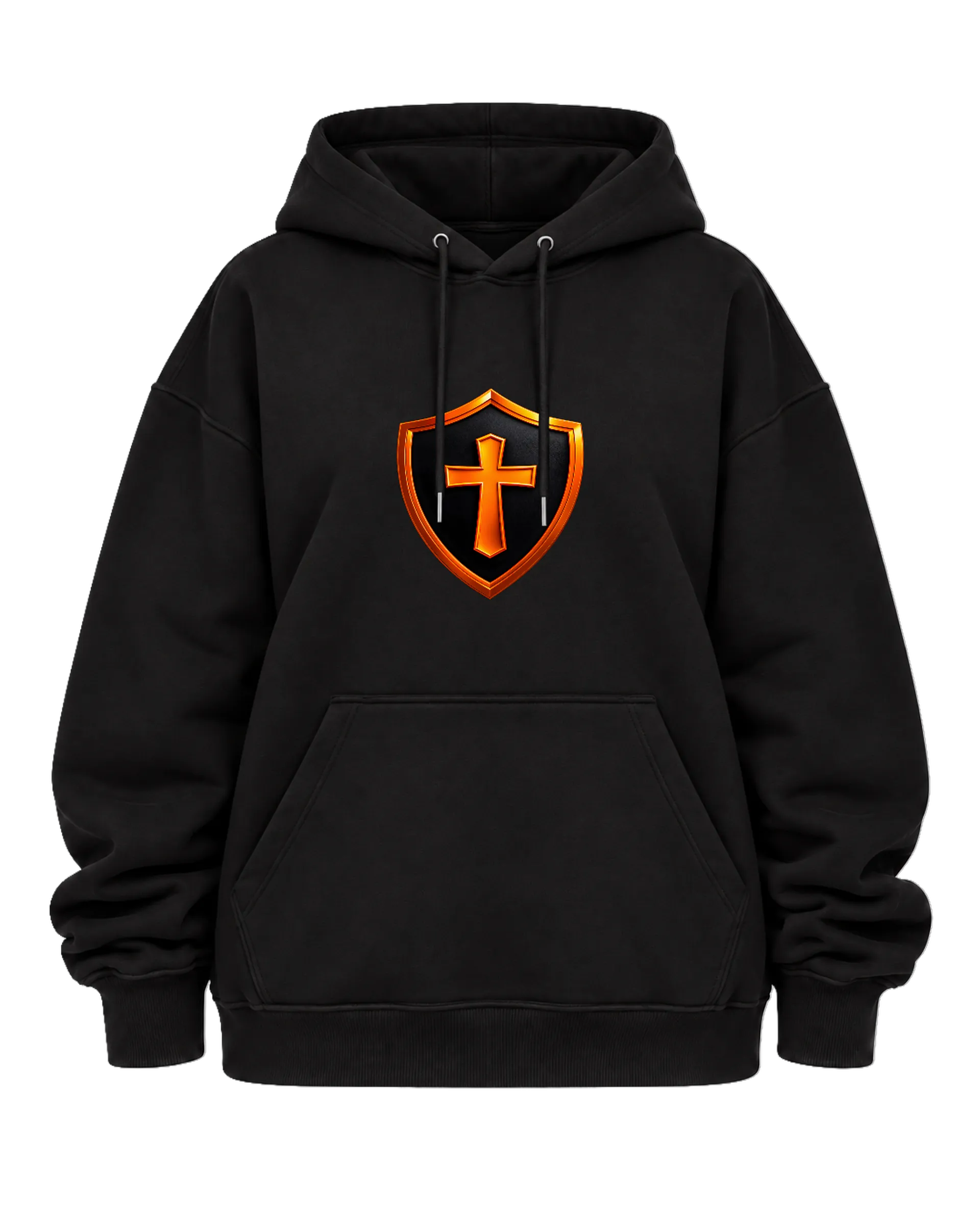 Blusa Moletom Canguru Escudo com Cruz Laranja e Preto de CryptosJhonny — imagem 5 de 6