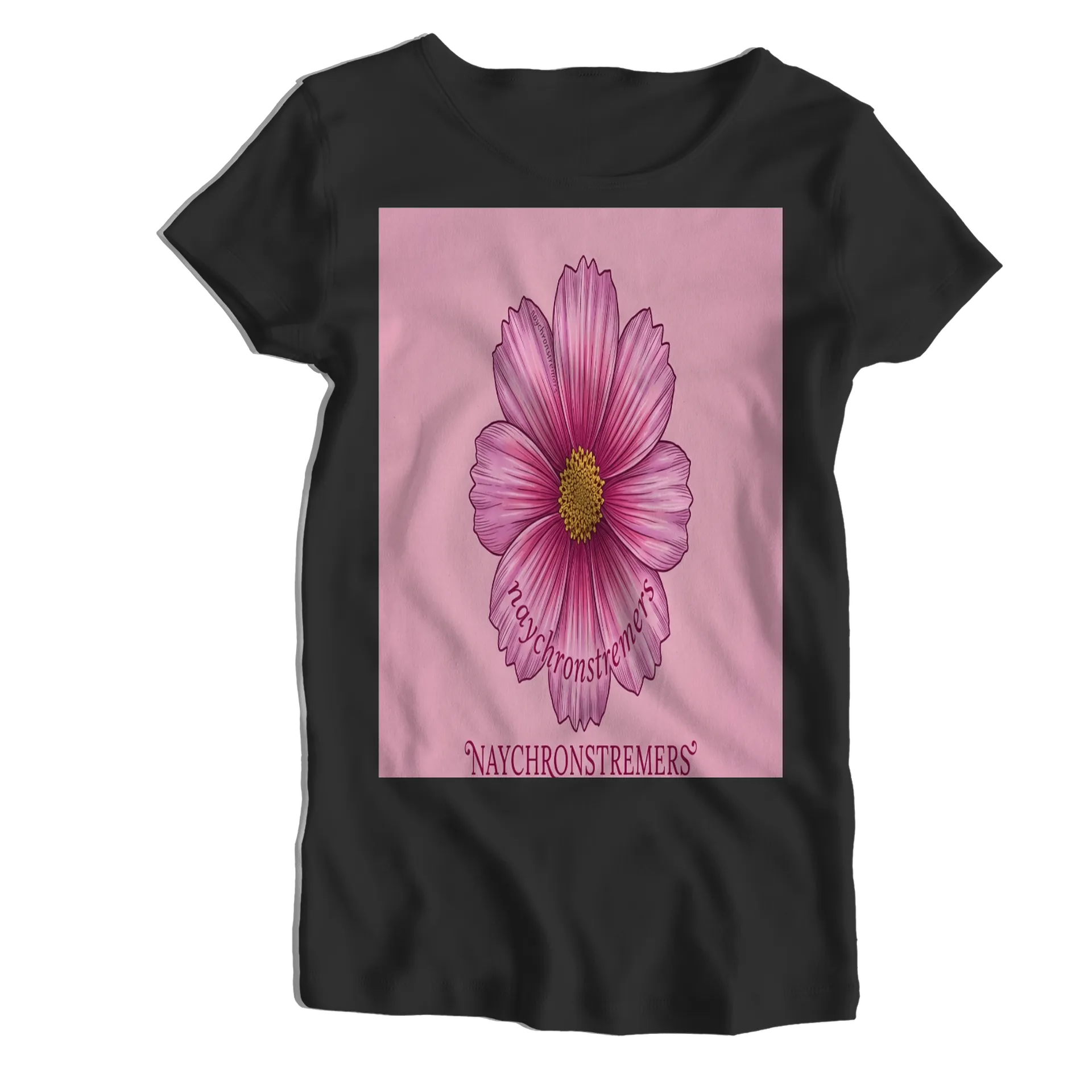 Camiseta Babylook Flor Rosa Naychronstreamers 100% Algodão - Imagem 1