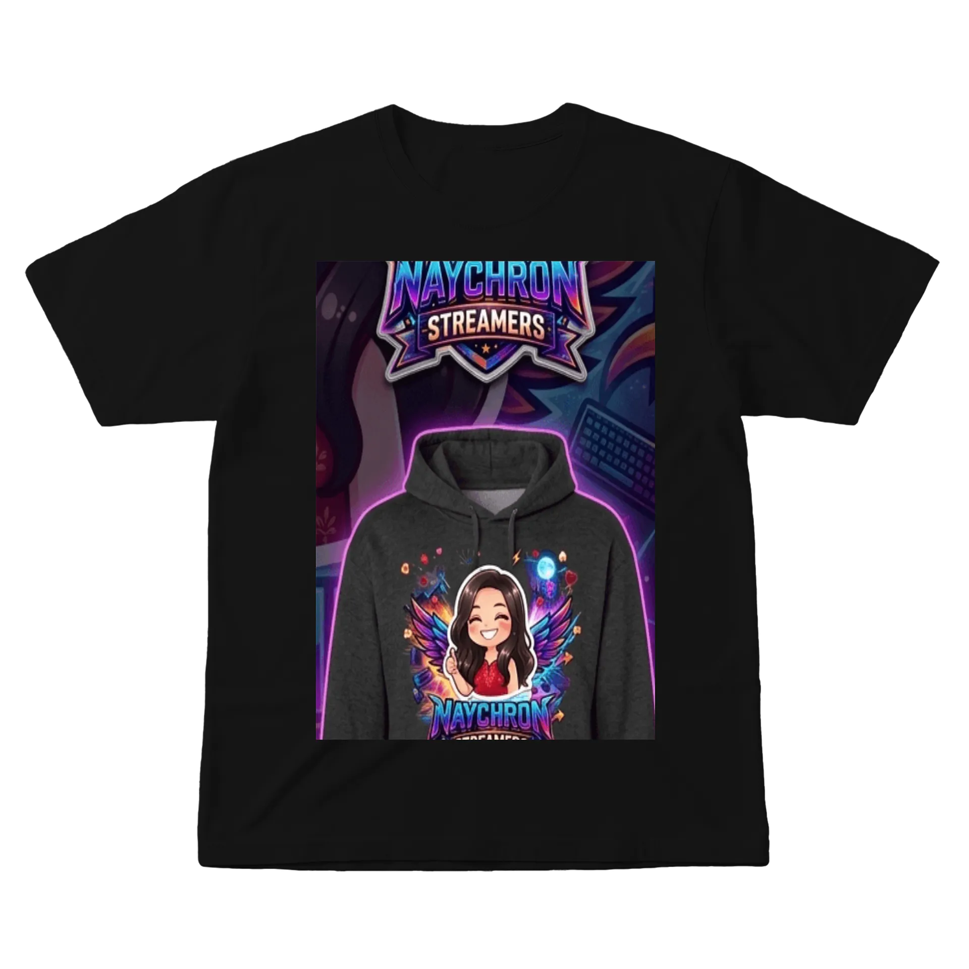 Camiseta Streamer Cartoon com Logo Naychron 100% Algodão - Imagem 1