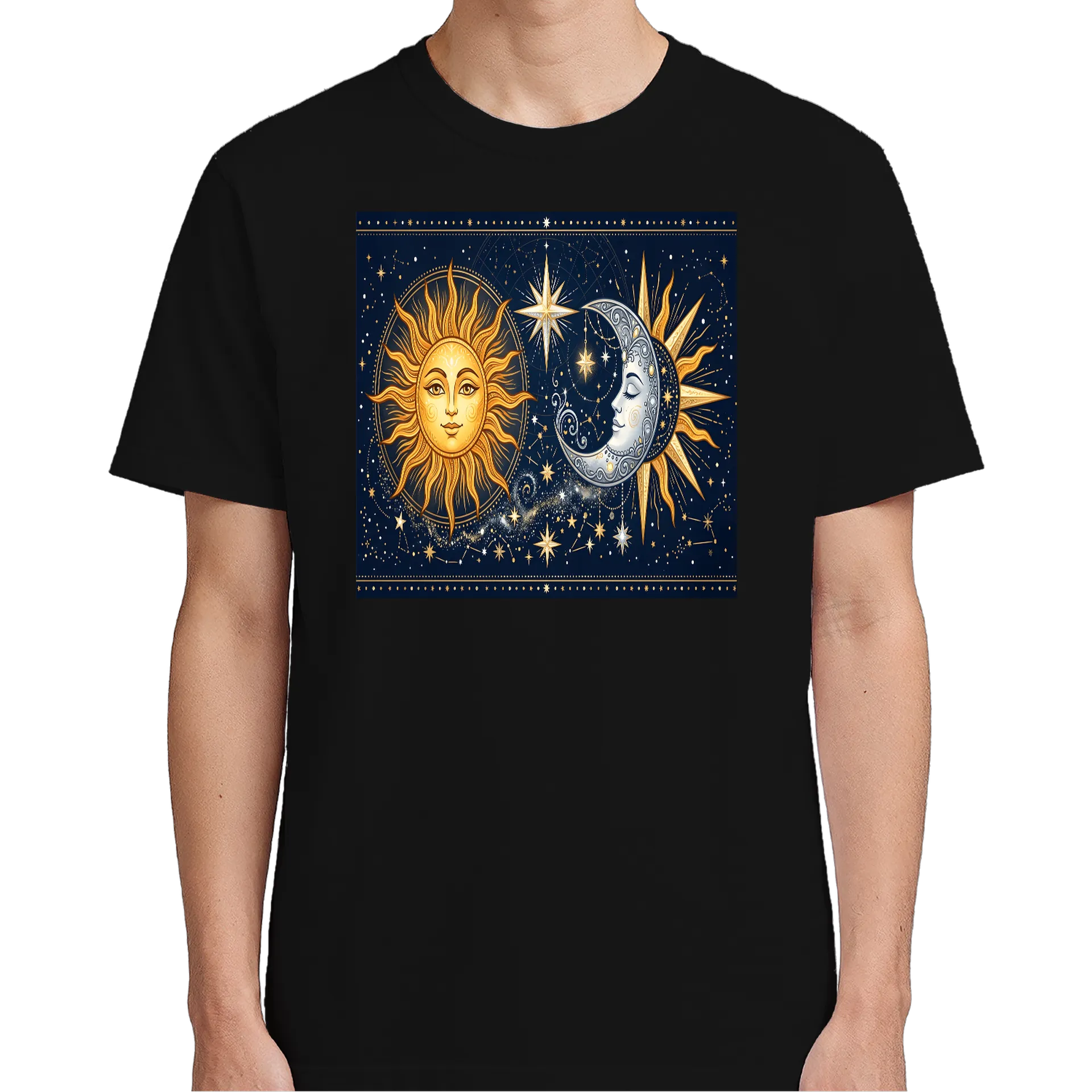Camiseta Sol e Lua Celestial Estrelas 100% Algodão - Imagem 4