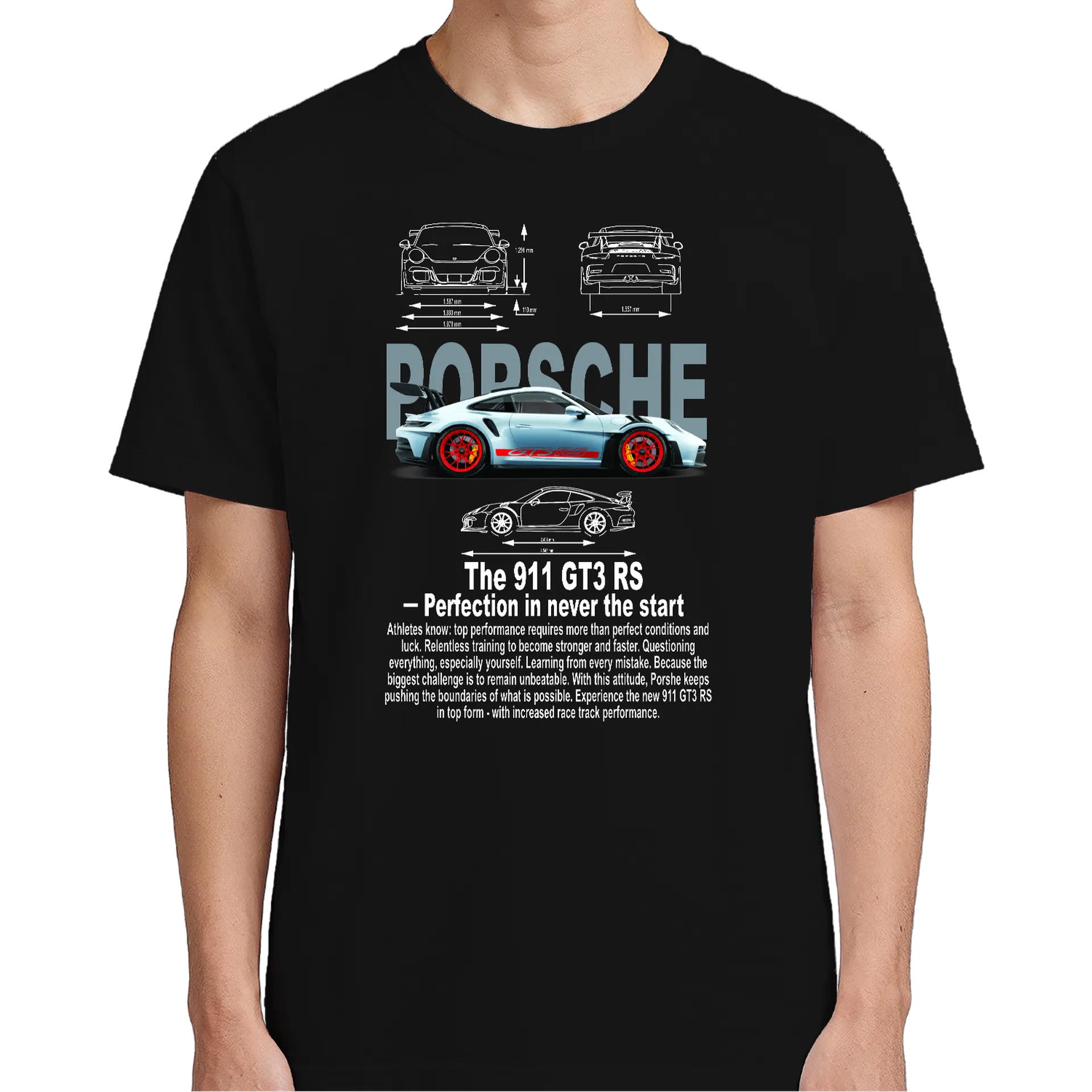 Camiseta Porsche 911 GT3 RS Preto 100% Algodão - Imagem 5