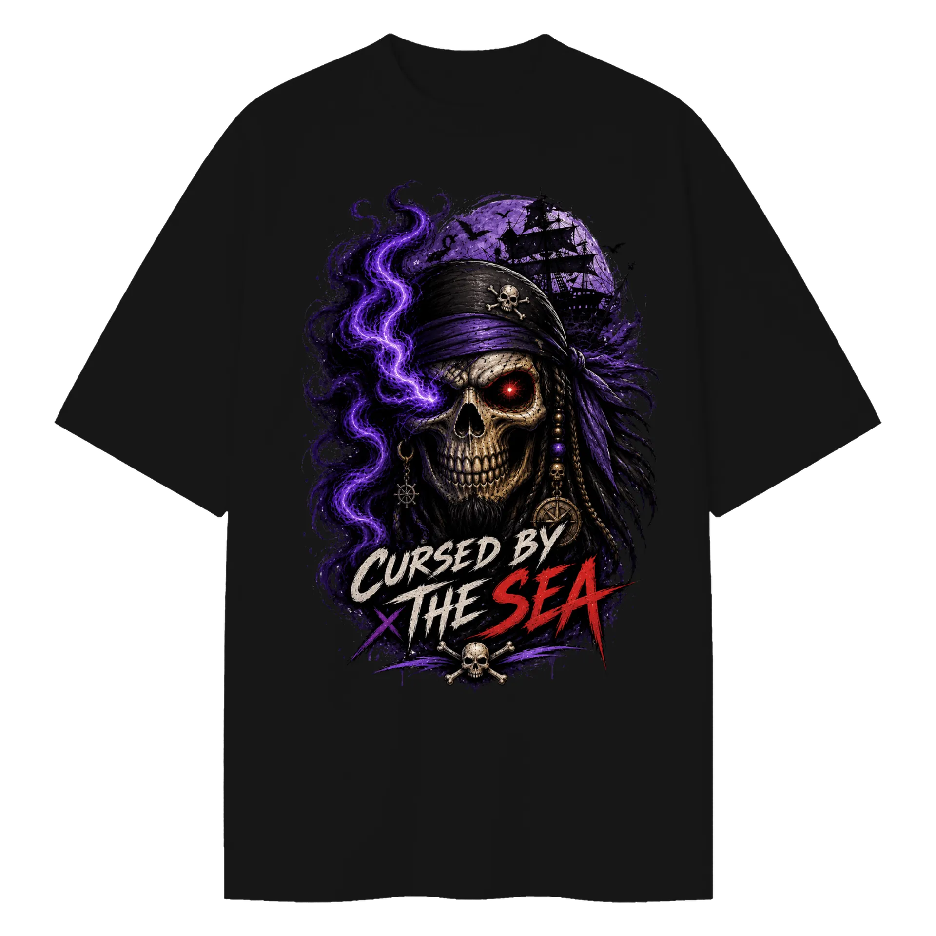 Camiseta Oversized Cursed by the Sea - Esqueleto - Imagem 1