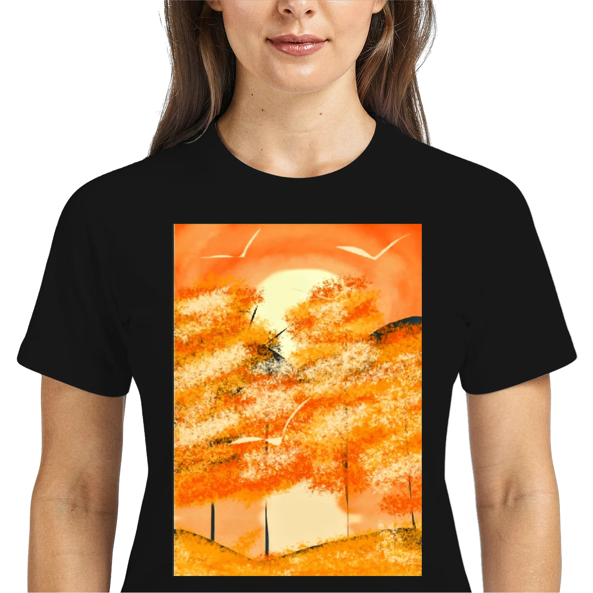 Camiseta Dry Fit Paisagem Abstrata Laranja e Amarela - Imagem 3