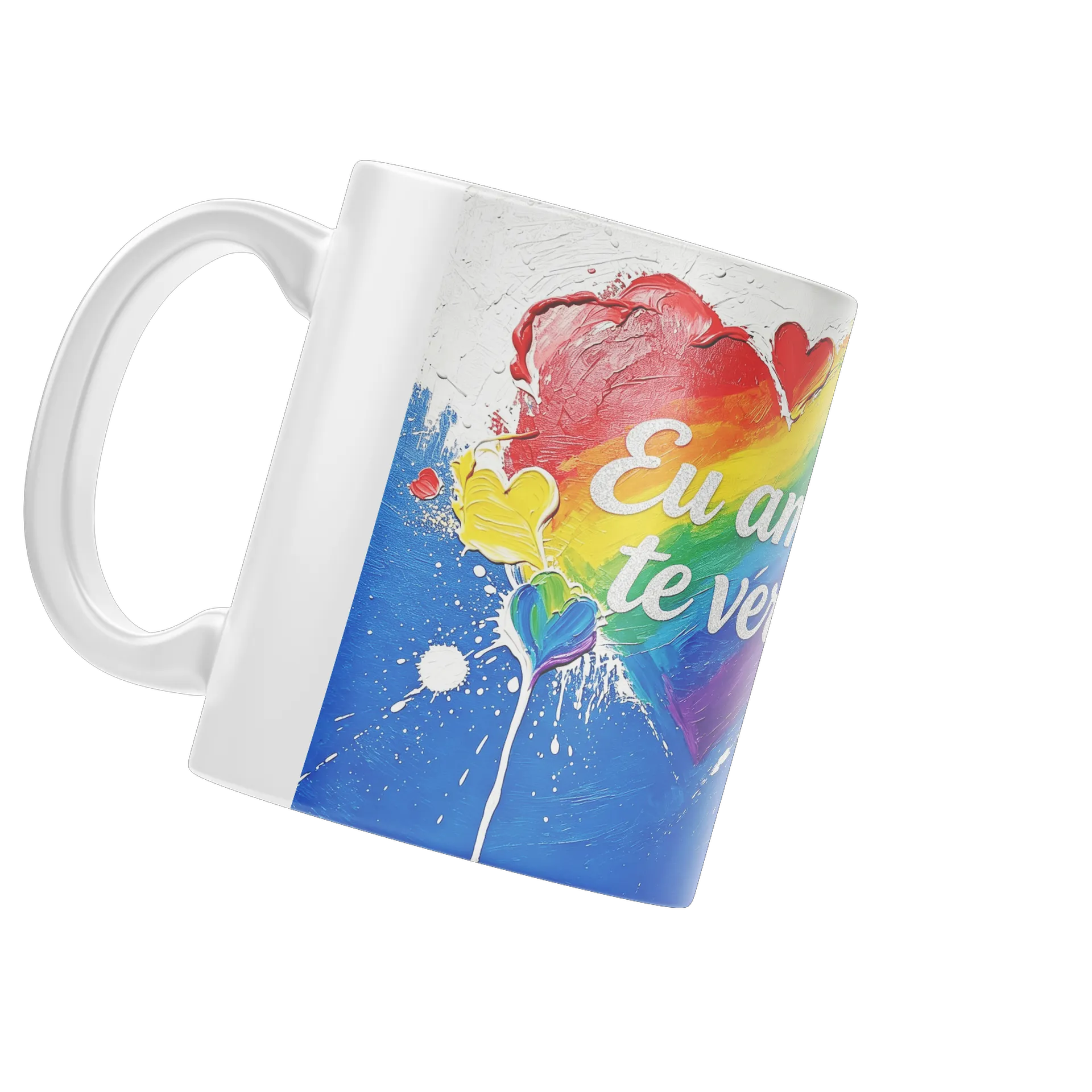 Caneca Porcelana Estampa Nuances Arco-íris 325ml - Imagem 3