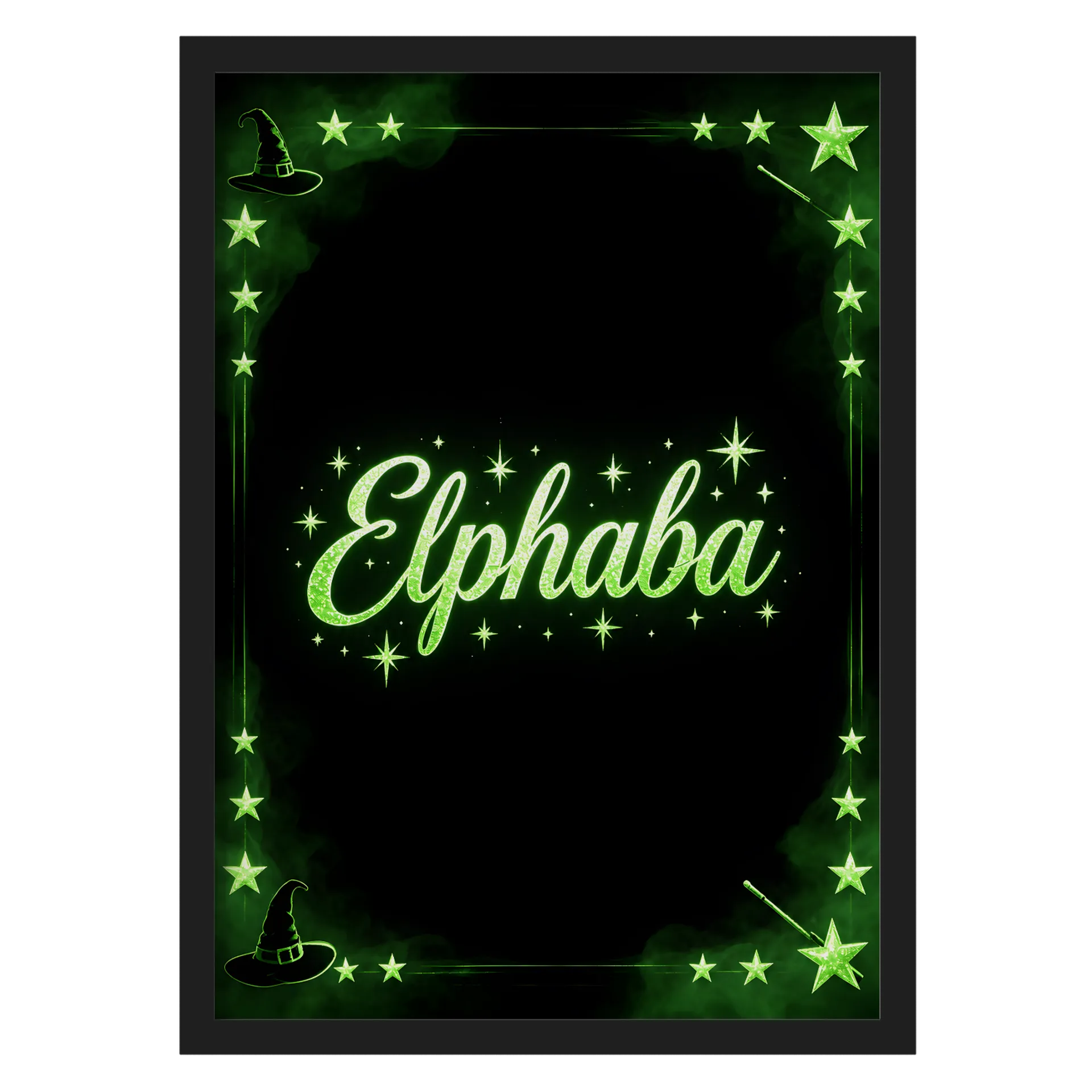 Quadro Elphaba Dourado Neon A3 com Vidro MDF e Vidro - Imagem 1