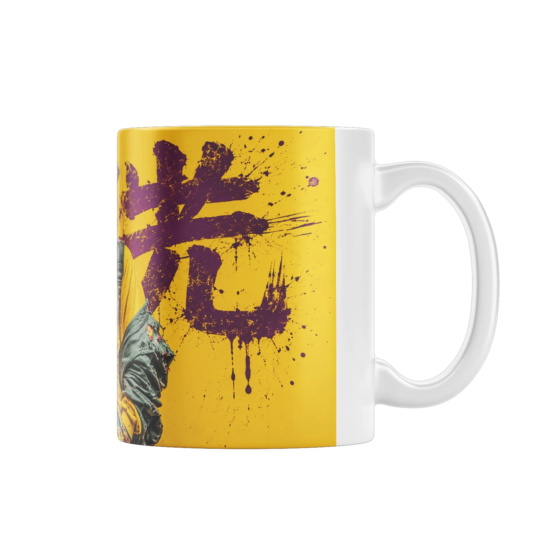 Caneca Porcelana Retrato de Mulher Arte Grunge 325ml - Imagem 1