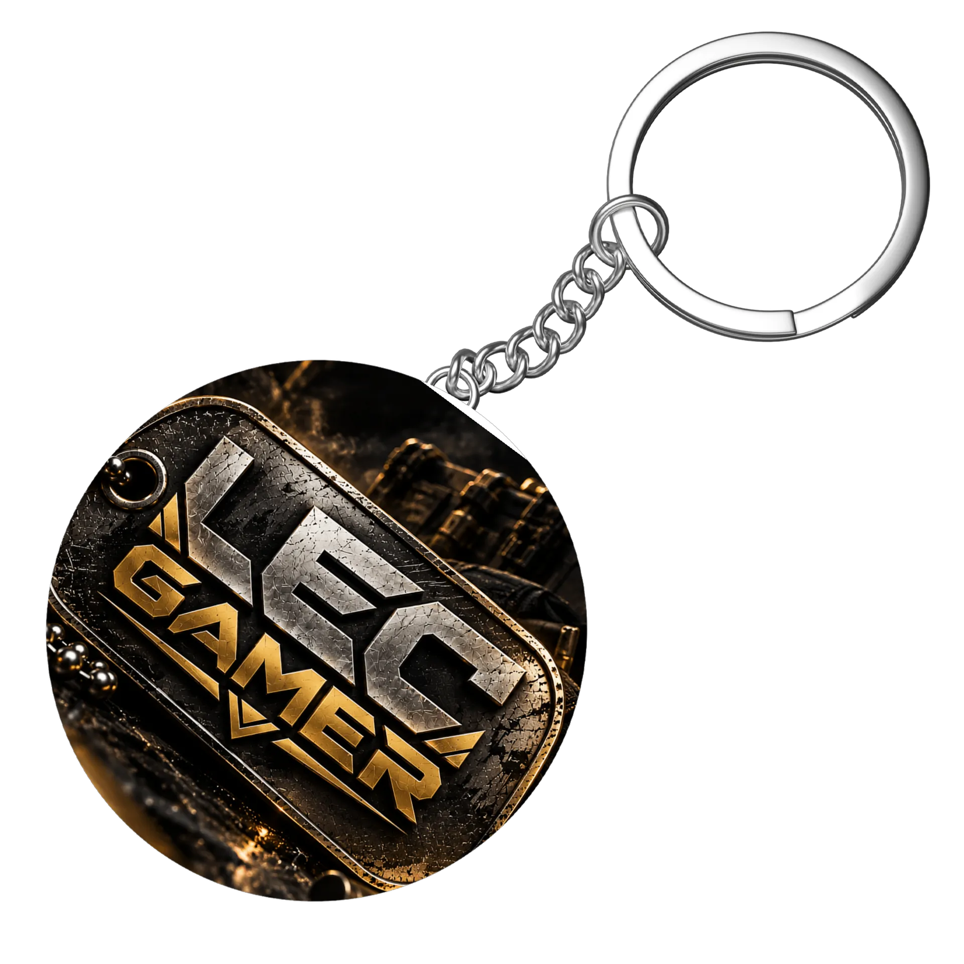 Chaveiro MDF Logo LEC Gamer Dourado Estilo Metálico de LeC — imagem 3 de 3