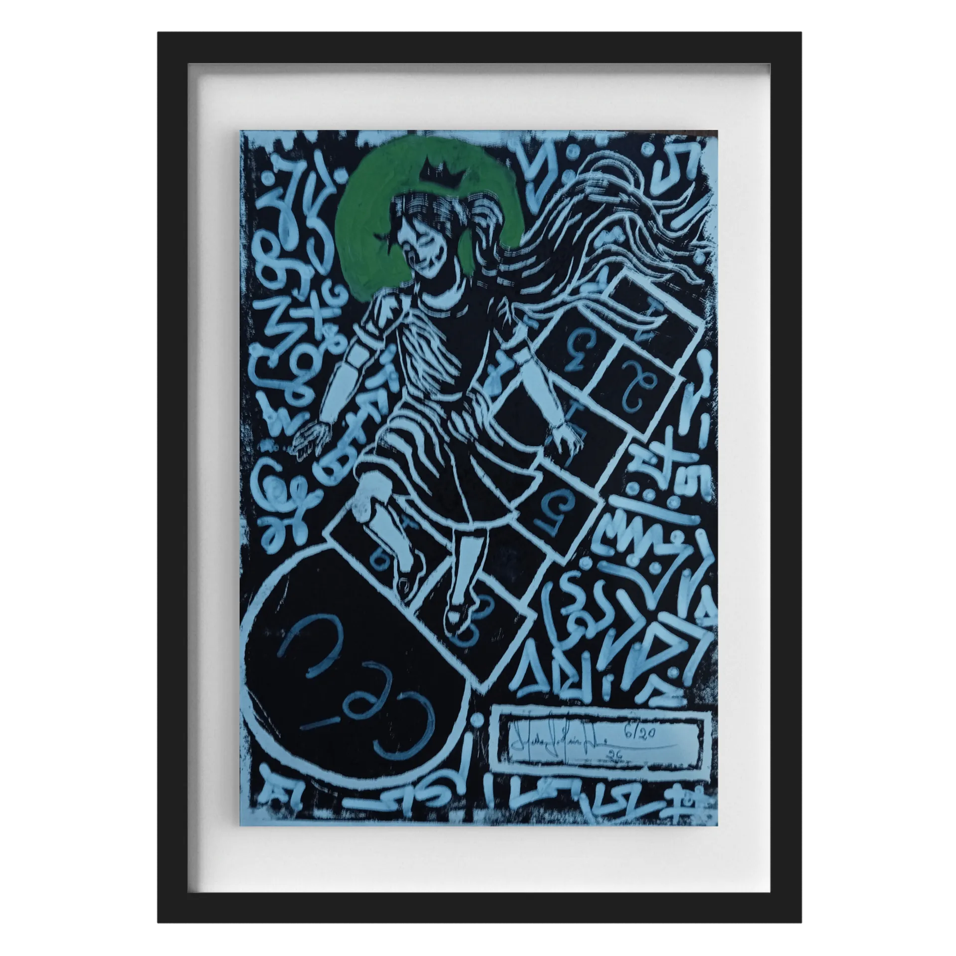 Quadro A3 A Pequena Rainha da Amarelinha Com Vidro - Imagem 1