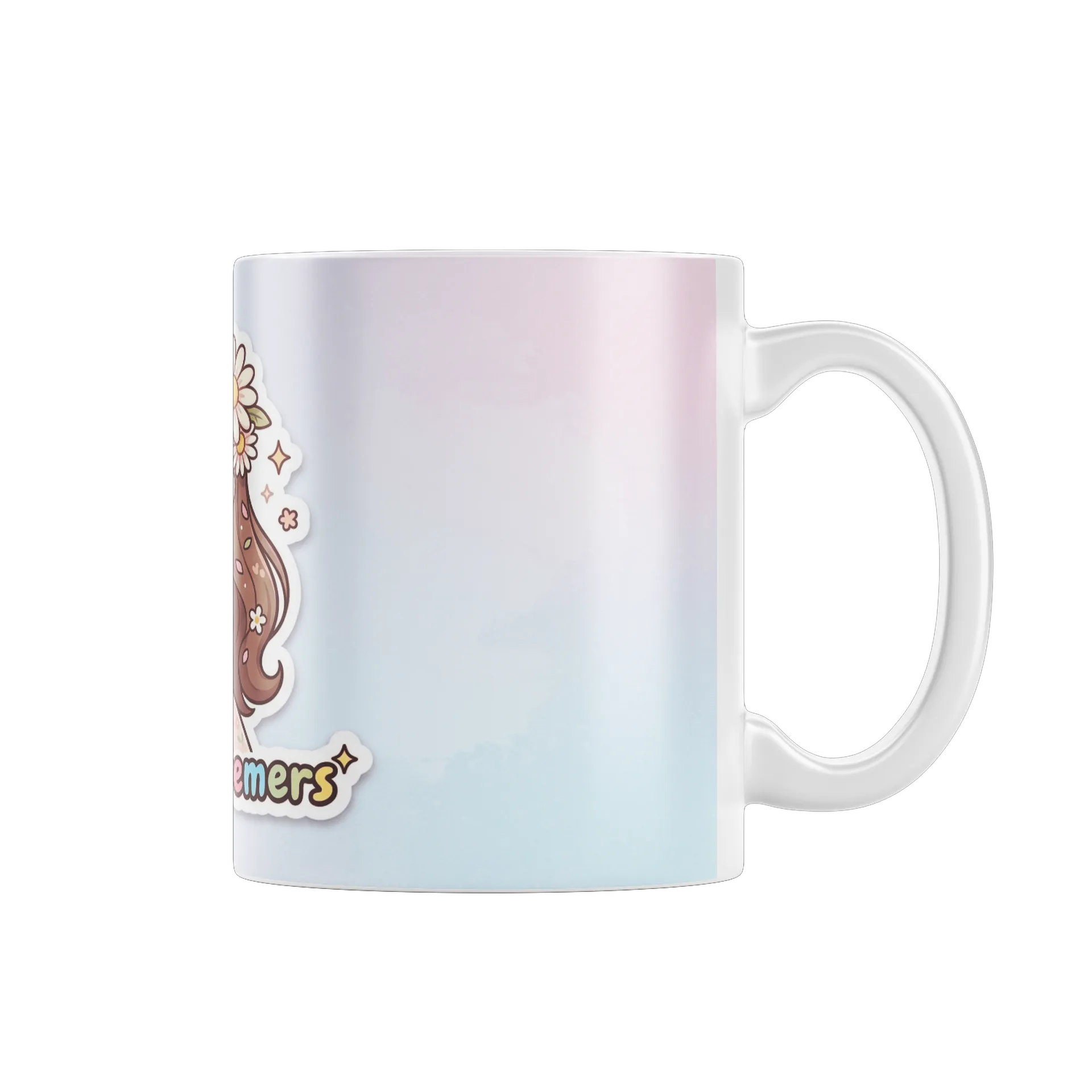 Caneca Menina Cartoon com Flores e Logo Naychronstreamers - Imagem 2