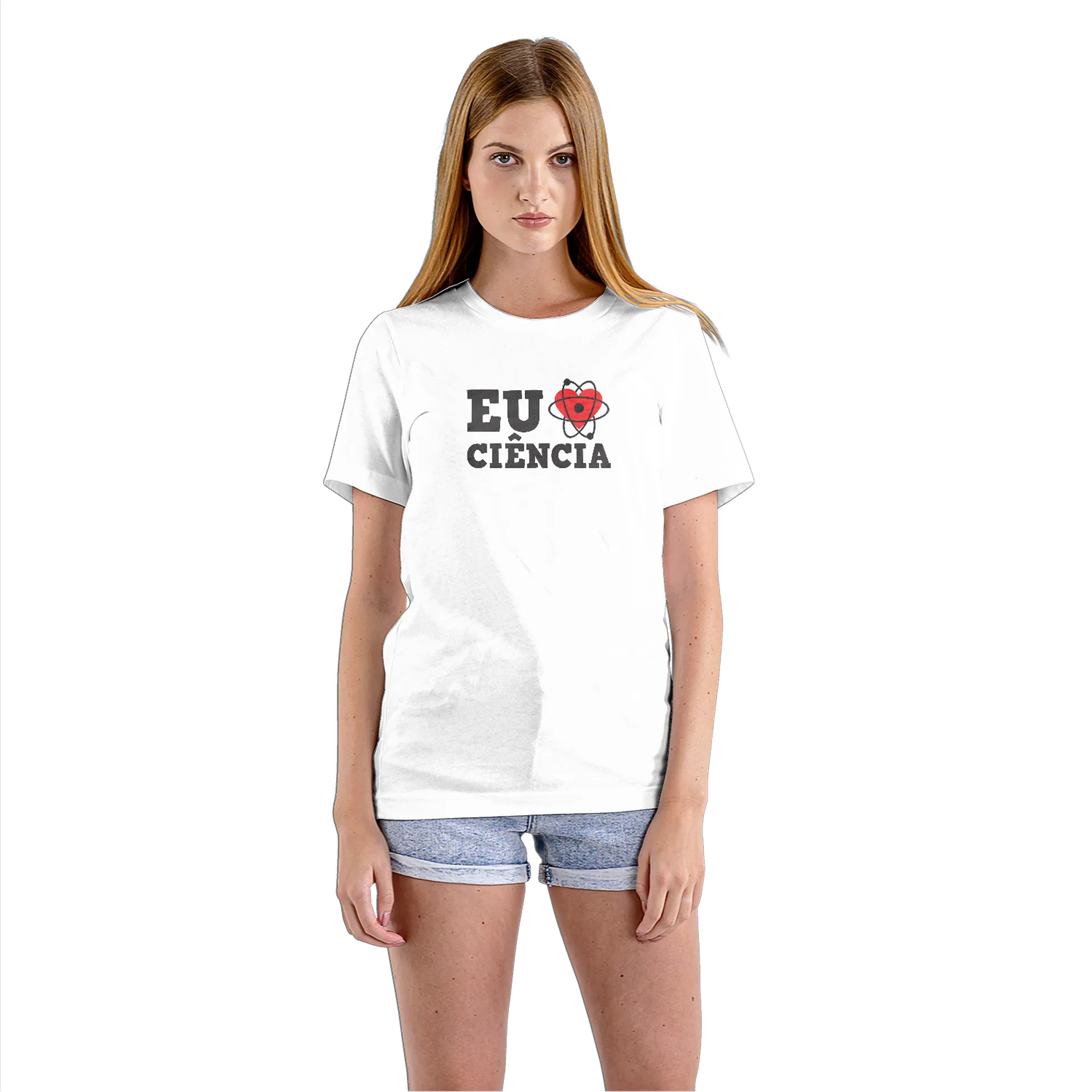 Camiseta Babylook Eu Amo Ciência 100% Algodão - Imagem 3