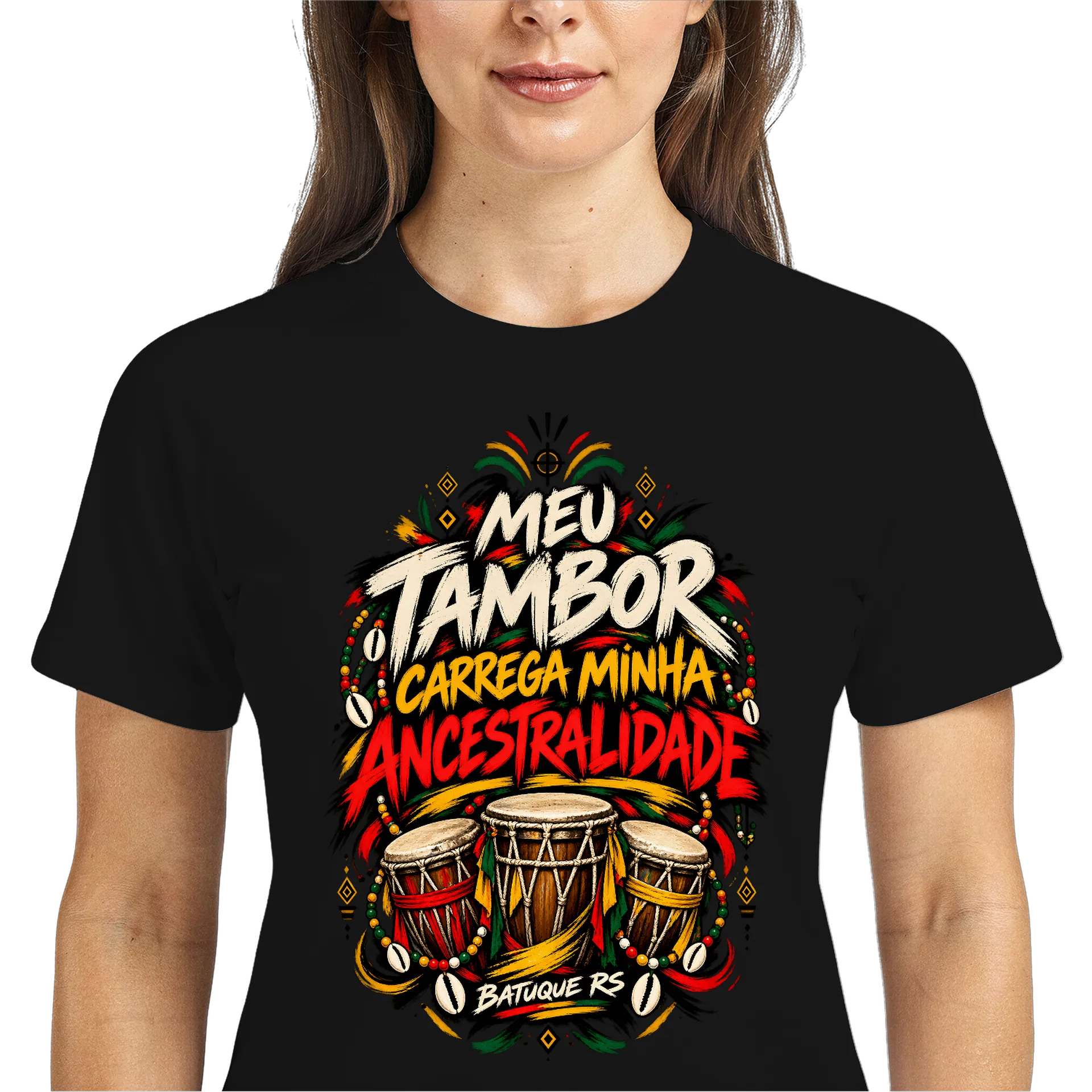 Camiseta Dry Fit Estampa Tipográfica Tambores Ancestralidade - Imagem 3