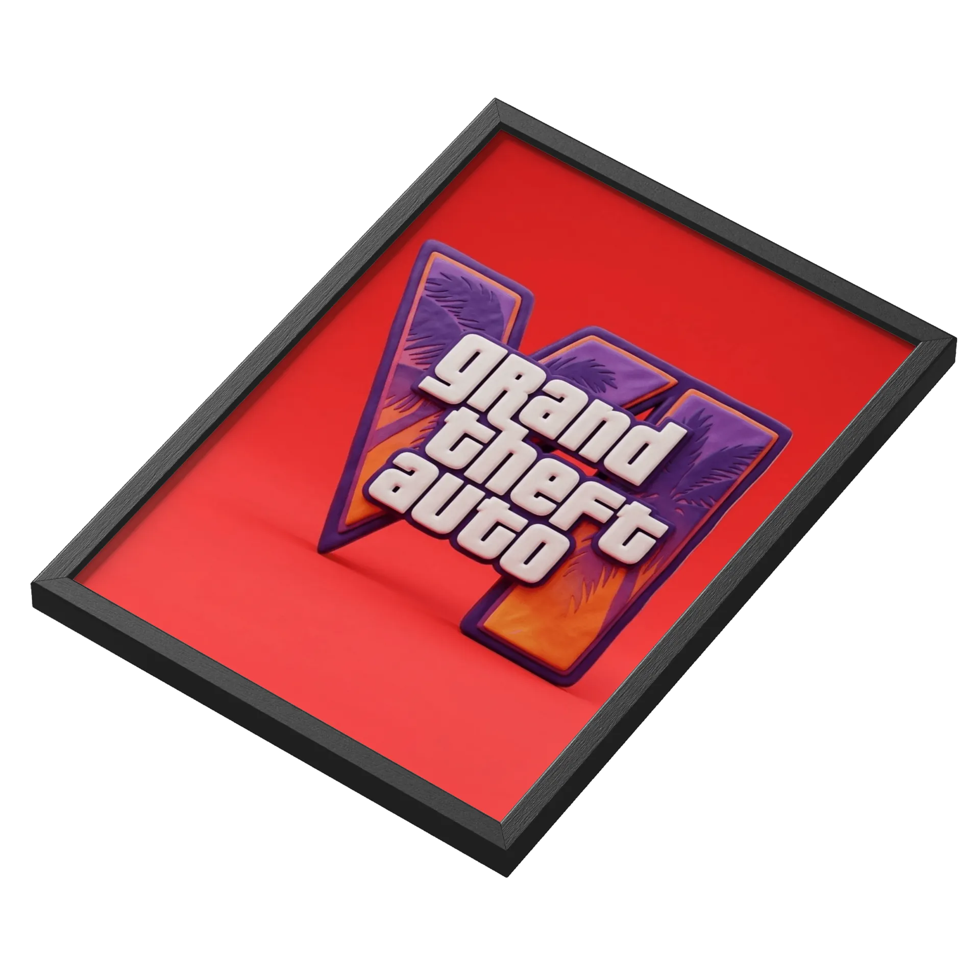 Quadro Tipográfico Grand Theft Auto GTA A3 com Vidro - Imagem 3