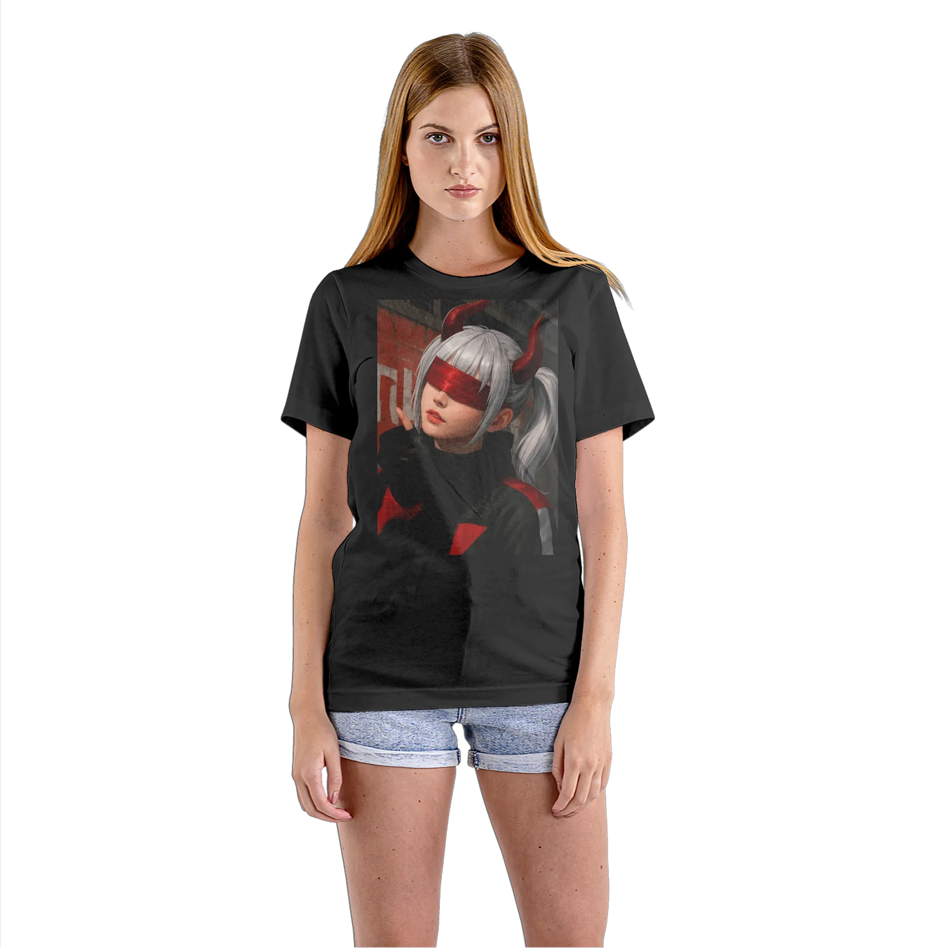 Camiseta Babylook Personagem de Chifres Estilo Anime 100% - Imagem 3