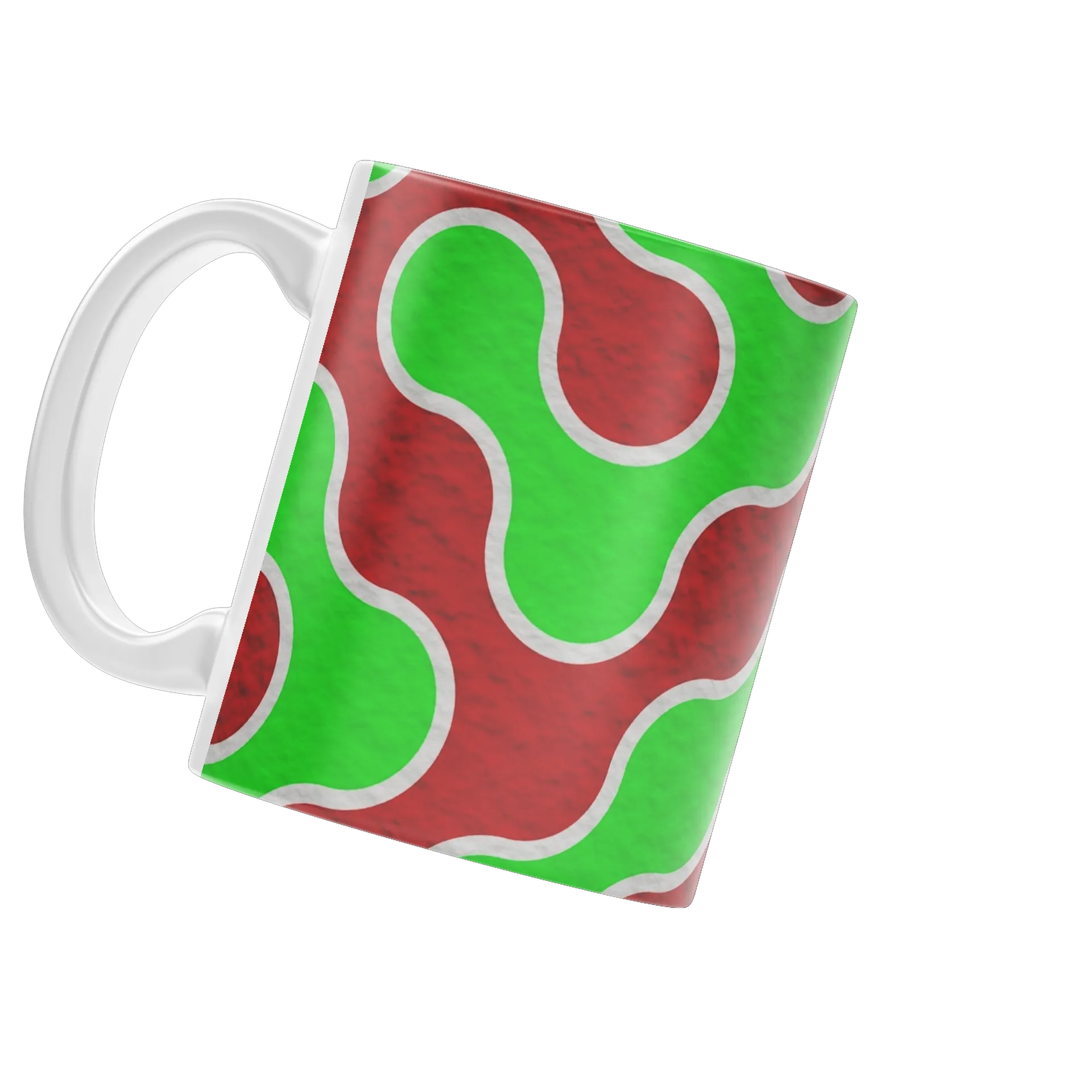 Caneca Estampa Abstrata Vermelho Verde 325ml - Imagem 3