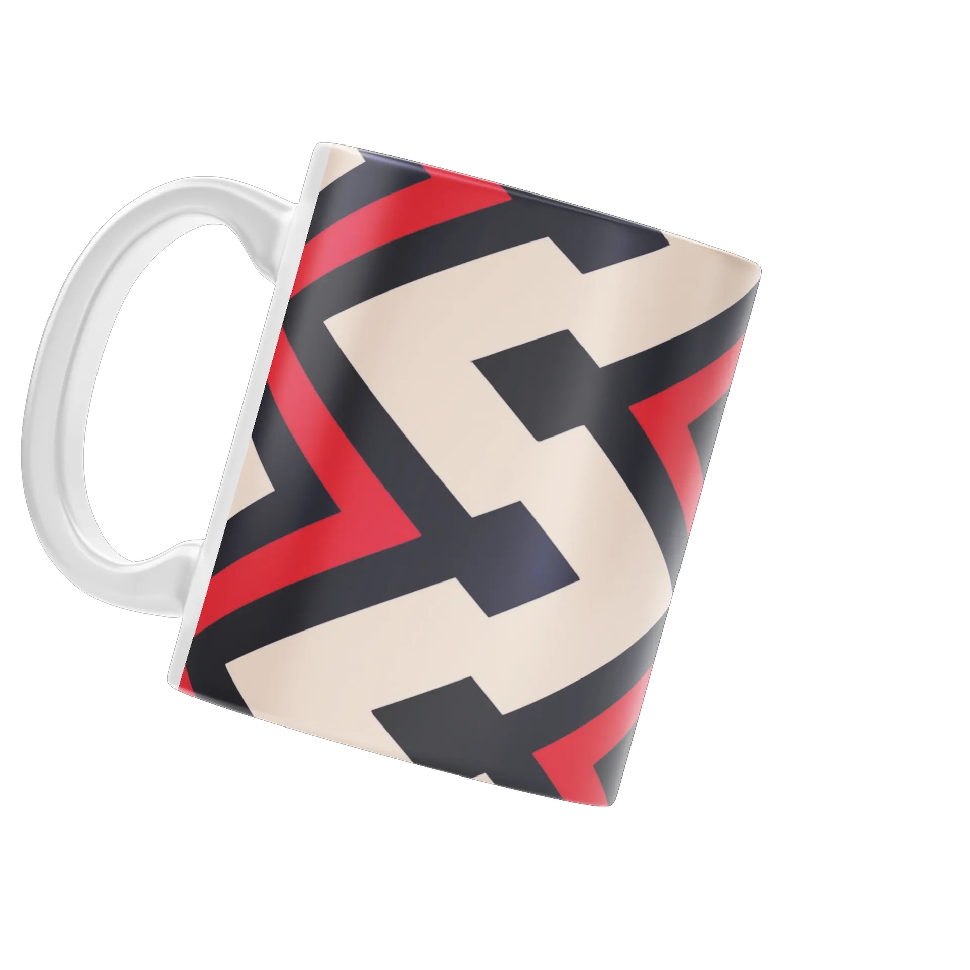 Caneca Porcelana Geometria Azul Vermelho 325ml - Imagem 3