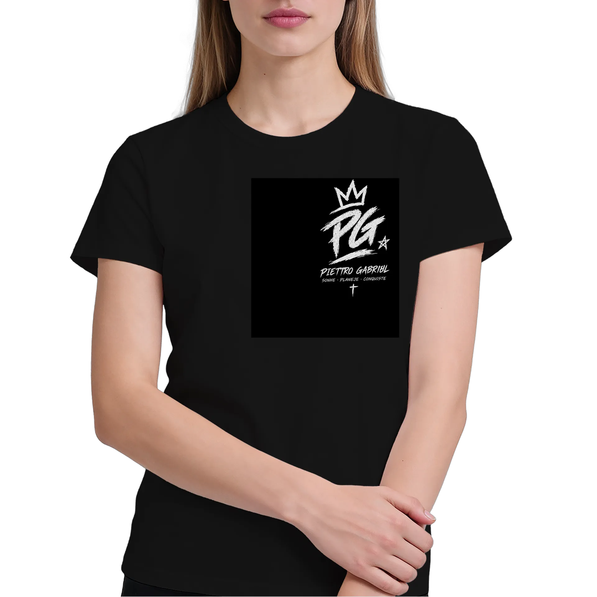 Camiseta Piettro Gabriel Estampa Preto 100% Algodão - Imagem 4