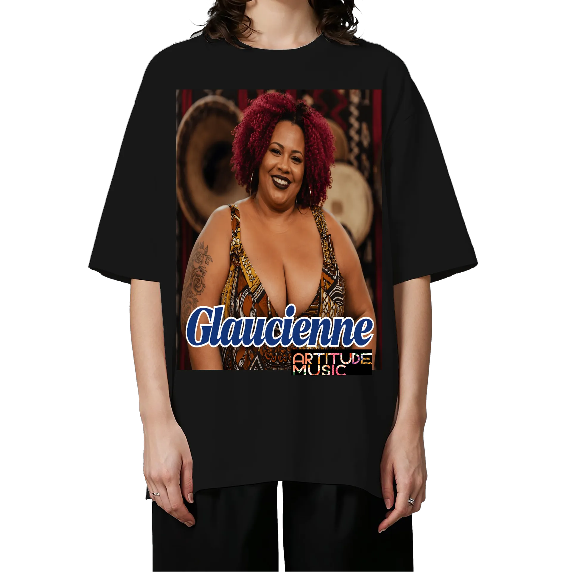 Camiseta Oversized Glaucienne Atitude Music Retrato Colorido - Imagem 3