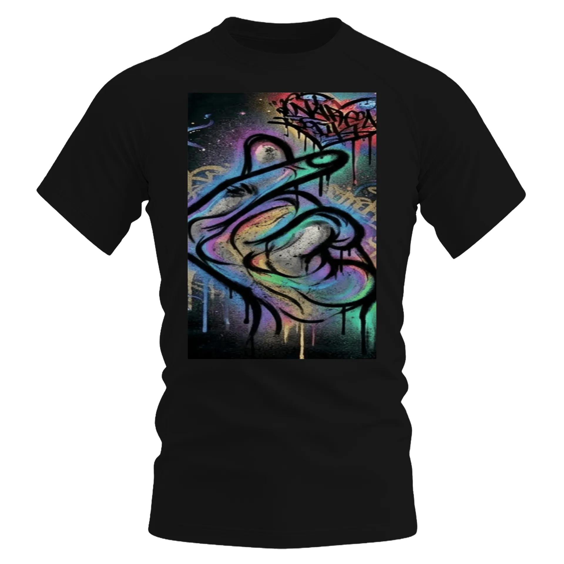 Camiseta Dry Fit Rosto Abstrato Graffiti Colorido Respirável - Imagem 1