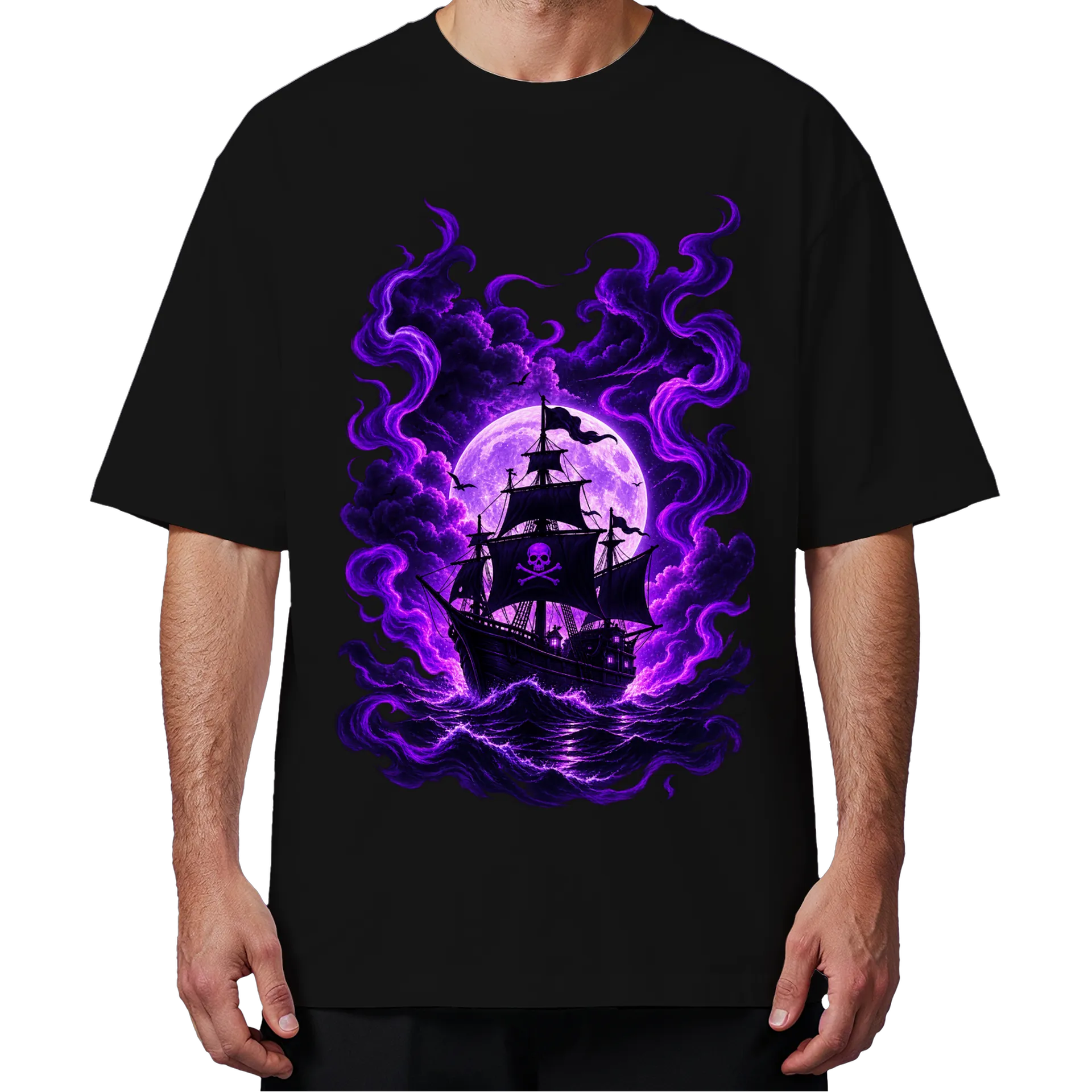 Camiseta Oversized Navio Sob a Lua - Imagem 4