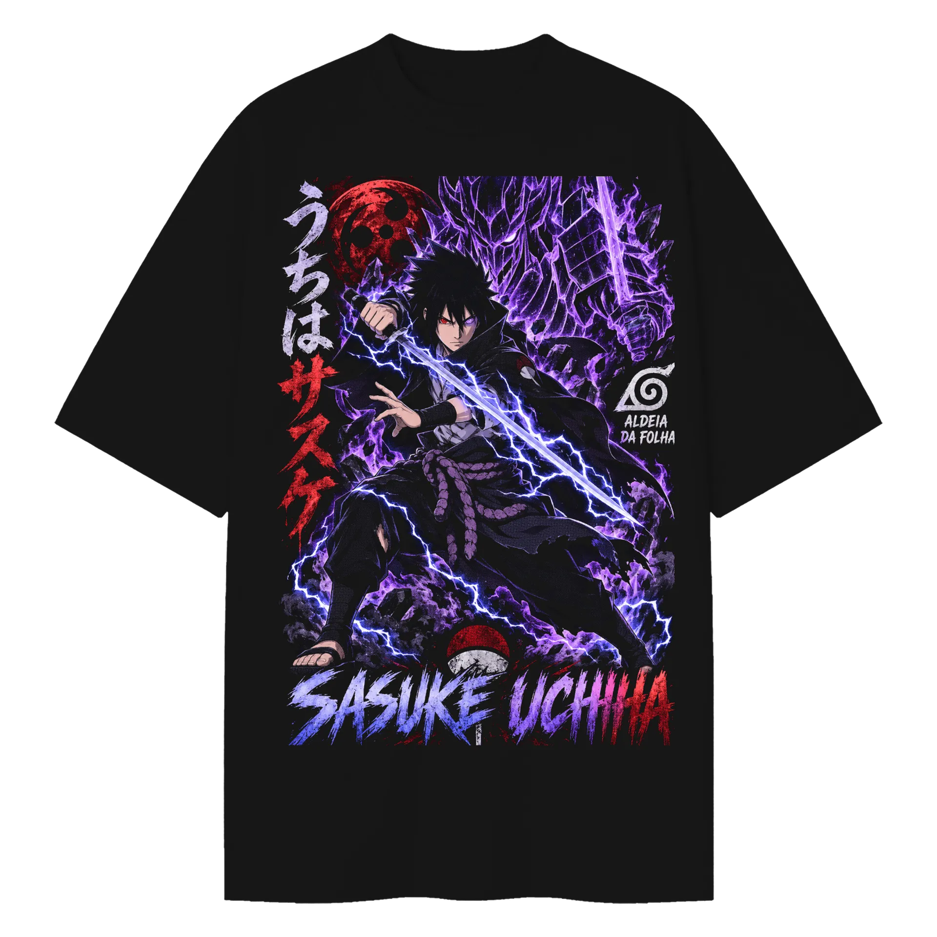 Camiseta Oversized Sasuke Uchiha Anime Naruto Premium - Imagem 1