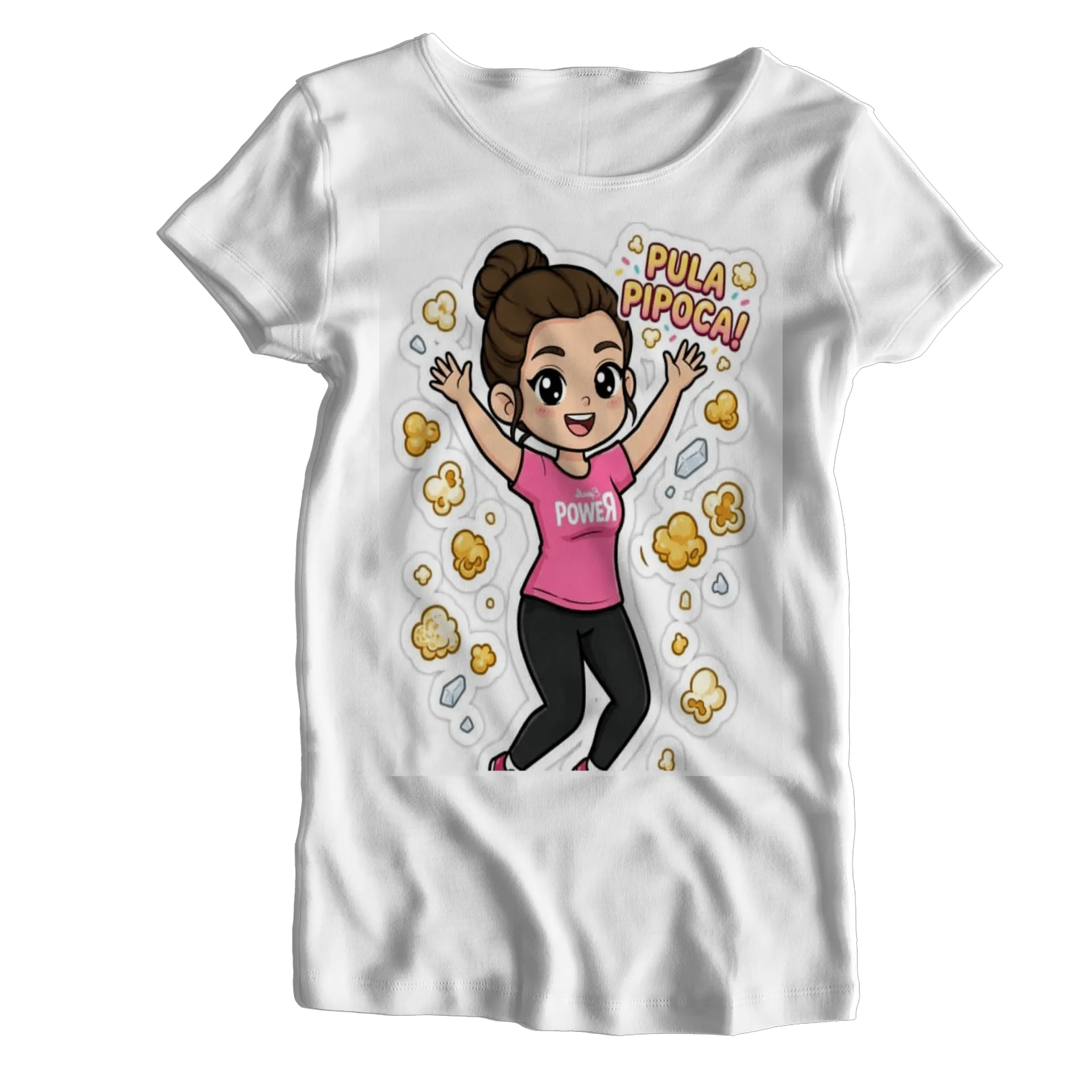 Camiseta Babylook Menina Cartoon Pipoca 100% Algodão - Imagem 1