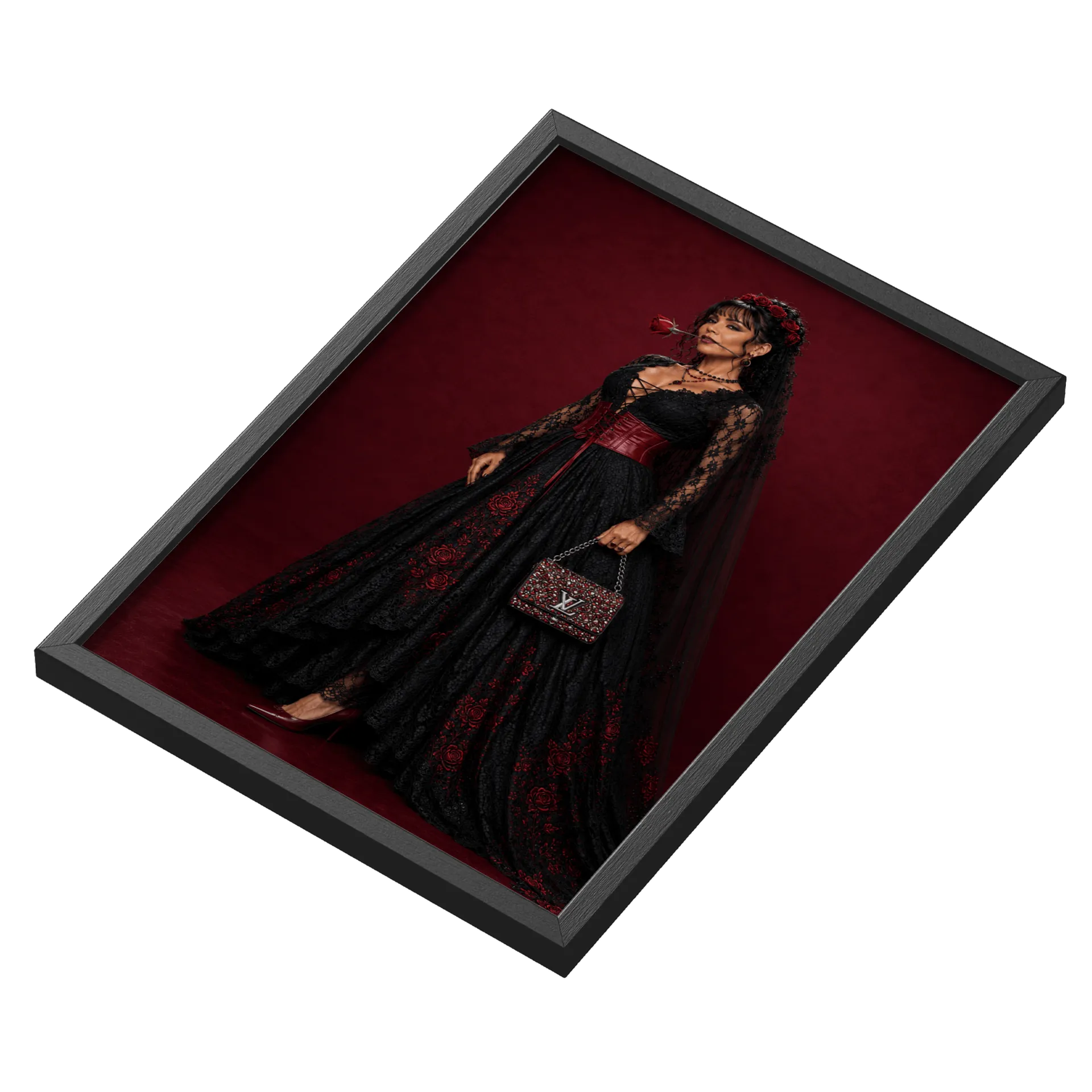 Quadro Gothic Diva Rosas Vermelhas A3 MDF e Vidro - Imagem 3