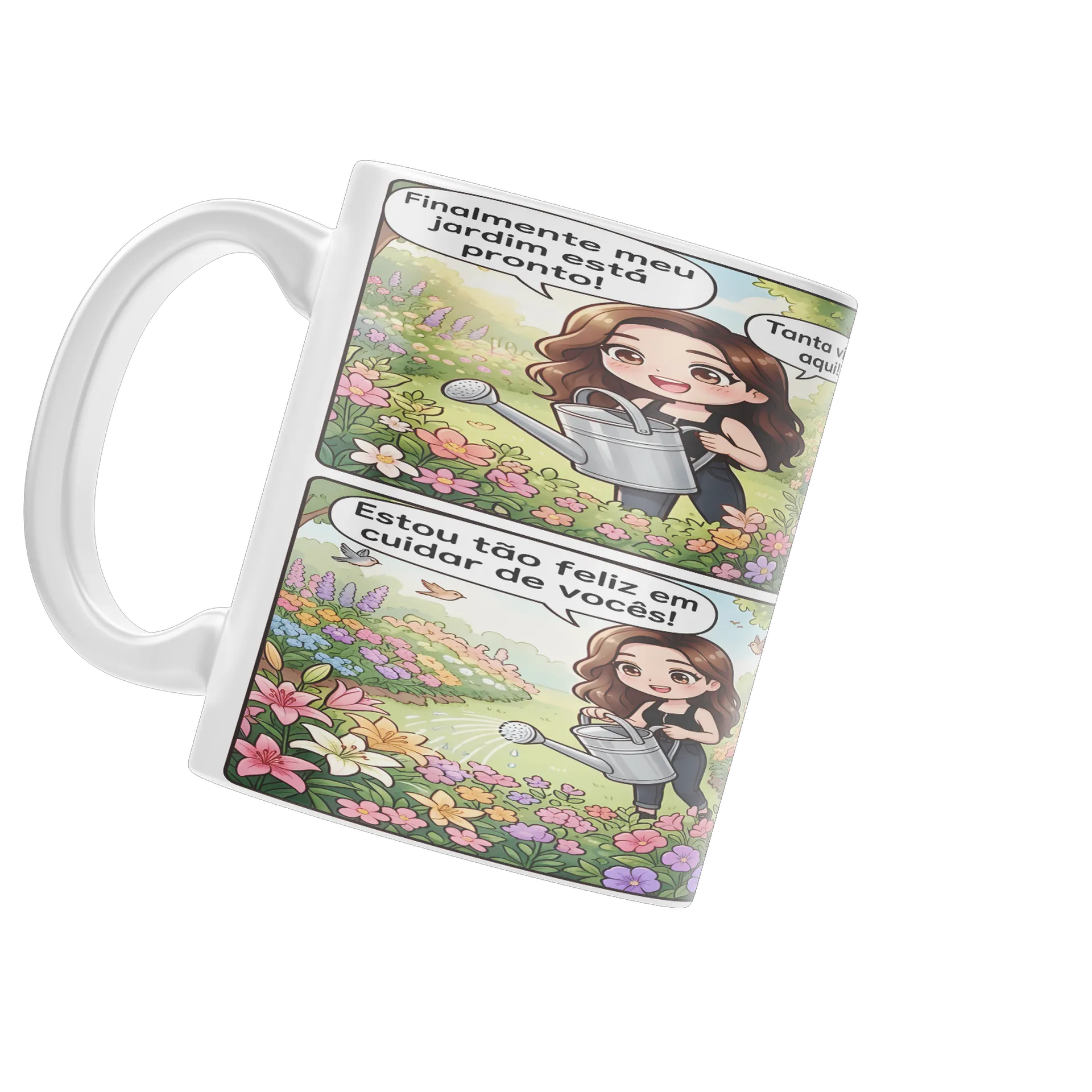 Caneca Porcelana Ilustração Jardim e Regador 325ml - Imagem 4