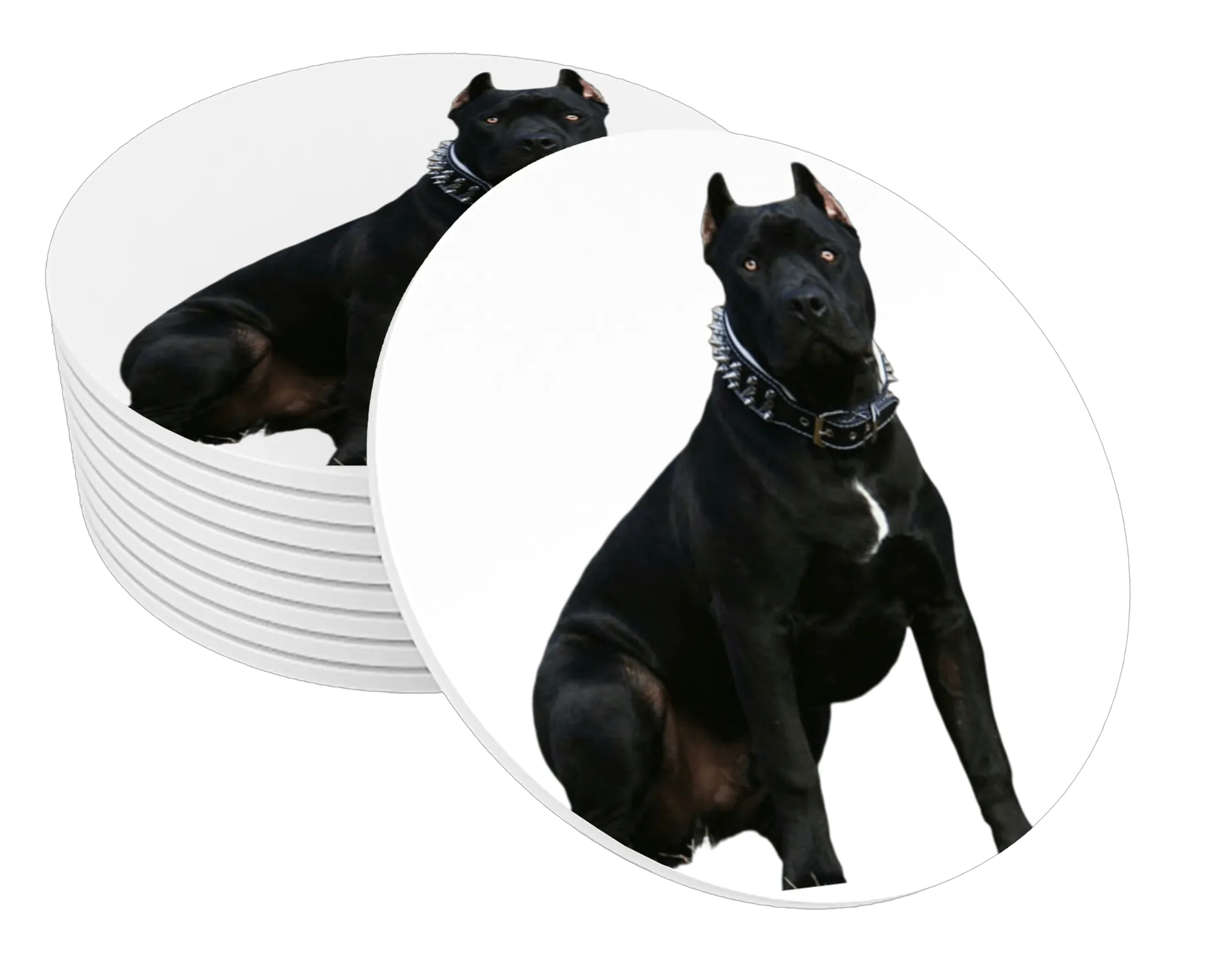 Porta-copo Cachorro Preto Realista MDF - Imagem 1