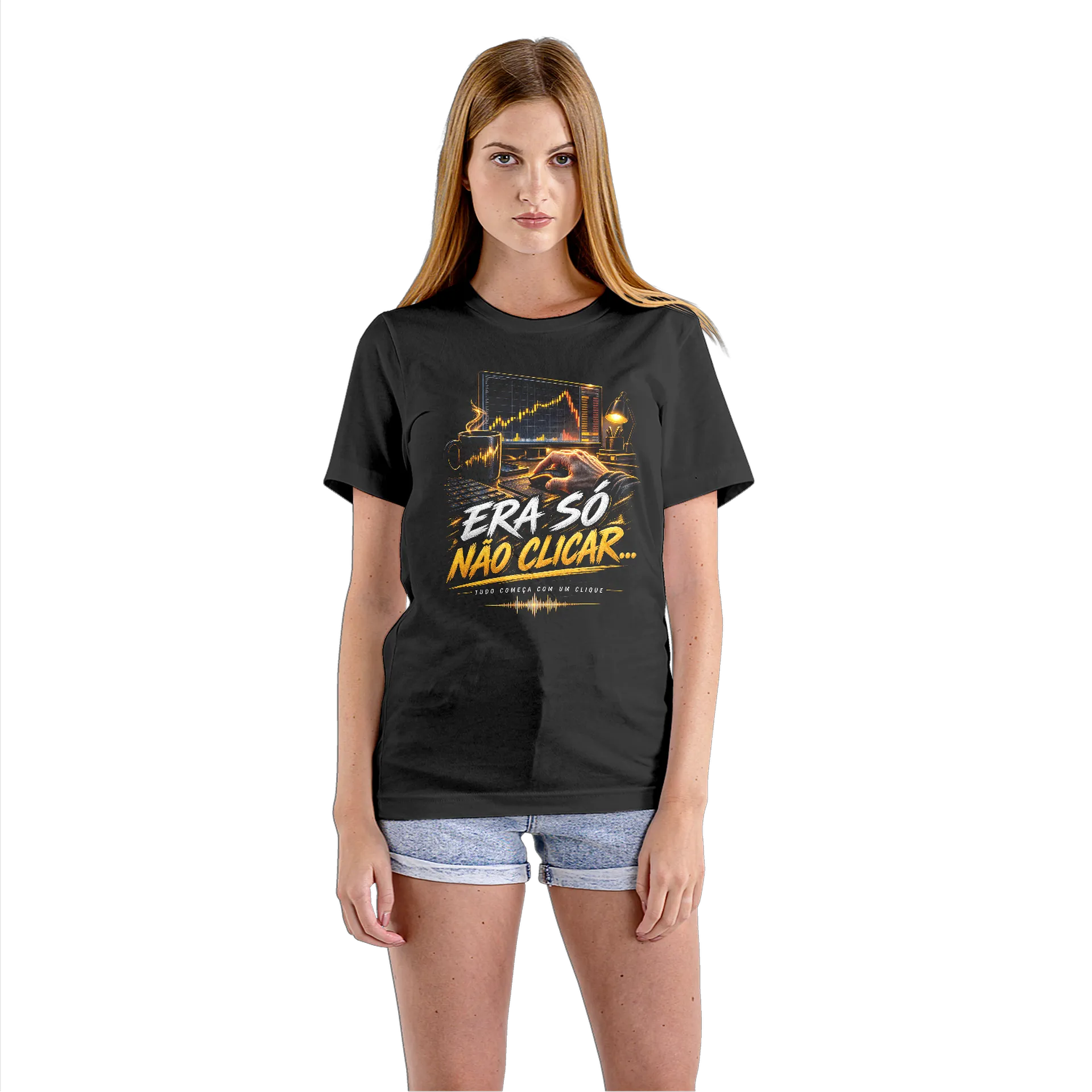 Camiseta Babylook Era Só Não Clicar 100% Algodão de UM DJ NA BOLSA — imagem 3 de 5