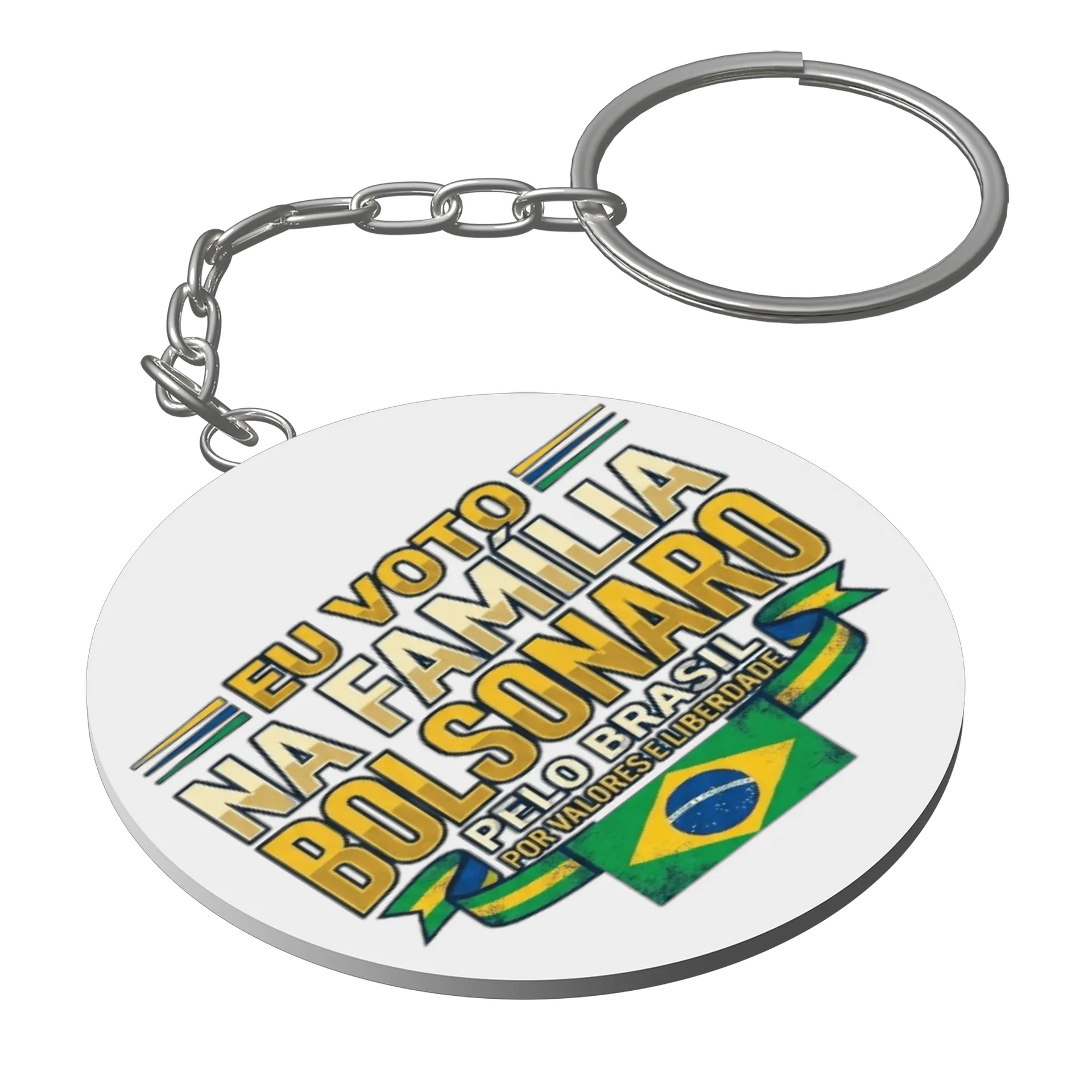 Chaveiro MDF Estampa Eu Voto na Família Bolsonaro - Imagem 1