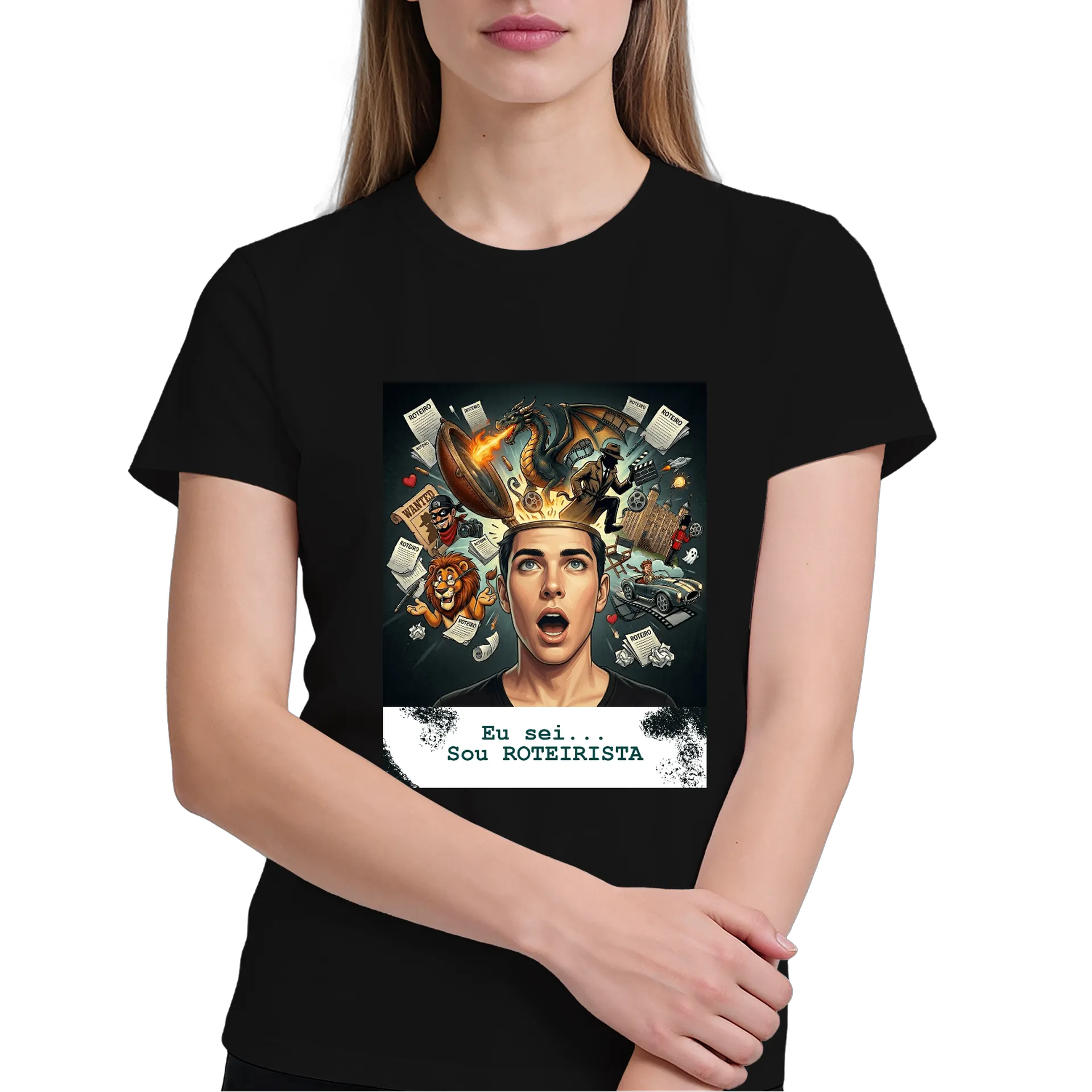 Camiseta Roteirista Estampa Criativa 100% Algodão - Imagem 4