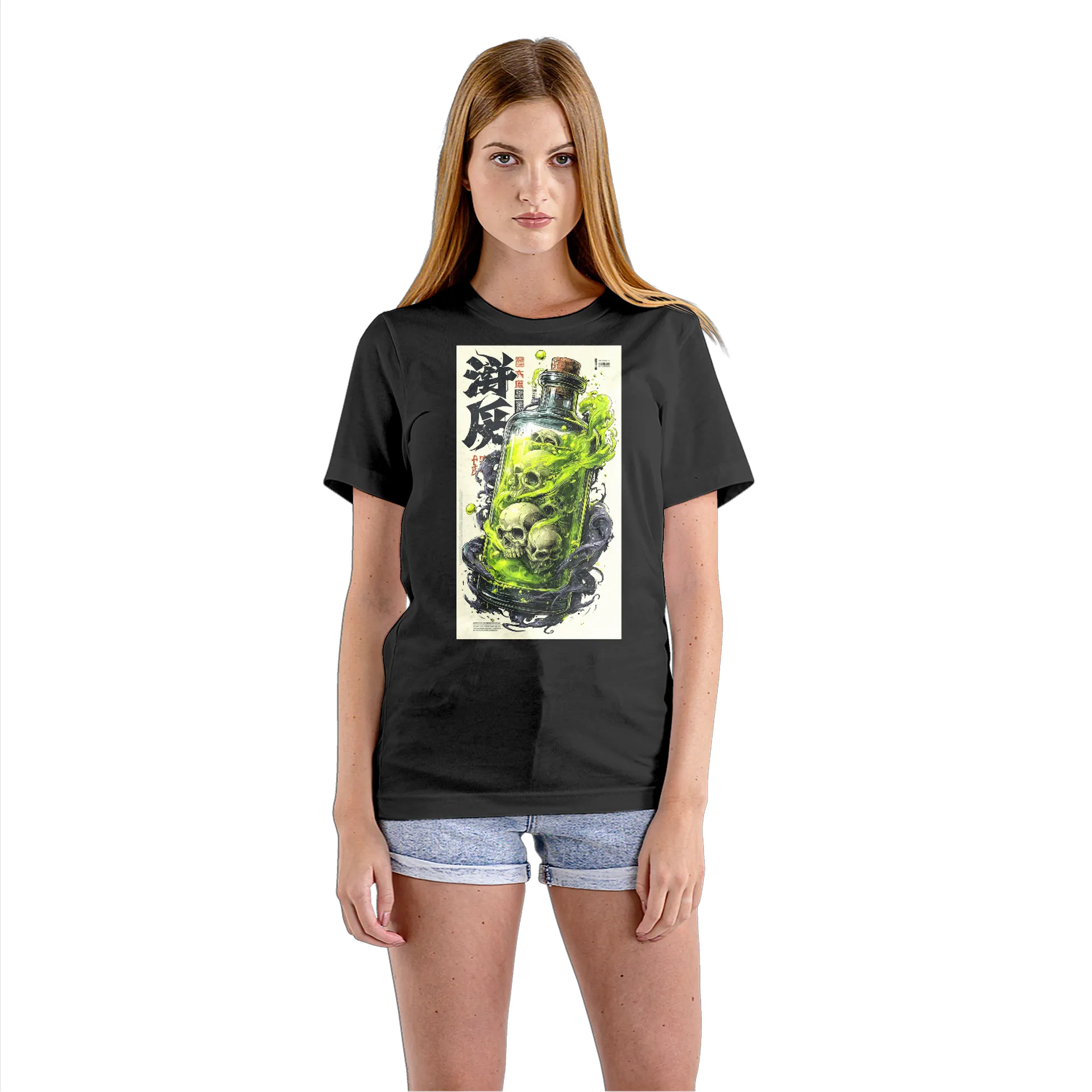 Camiseta Babylook Poção Verde com Caveiras 100% Algodão - Imagem 3