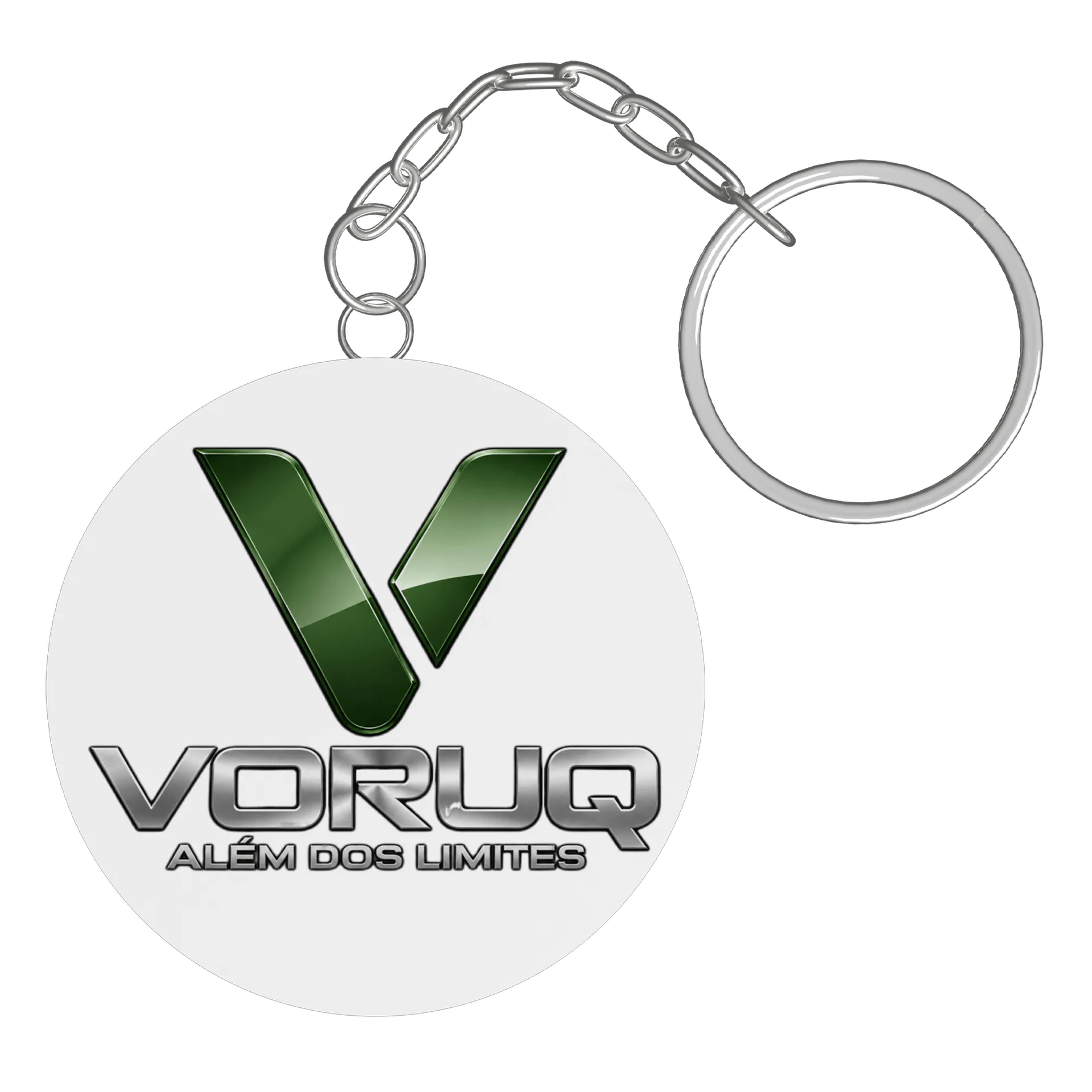 Chaveiro MDF Logotipo Voruga Além dos Limites Metálico Green de VORUQ — imagem 2 de 3