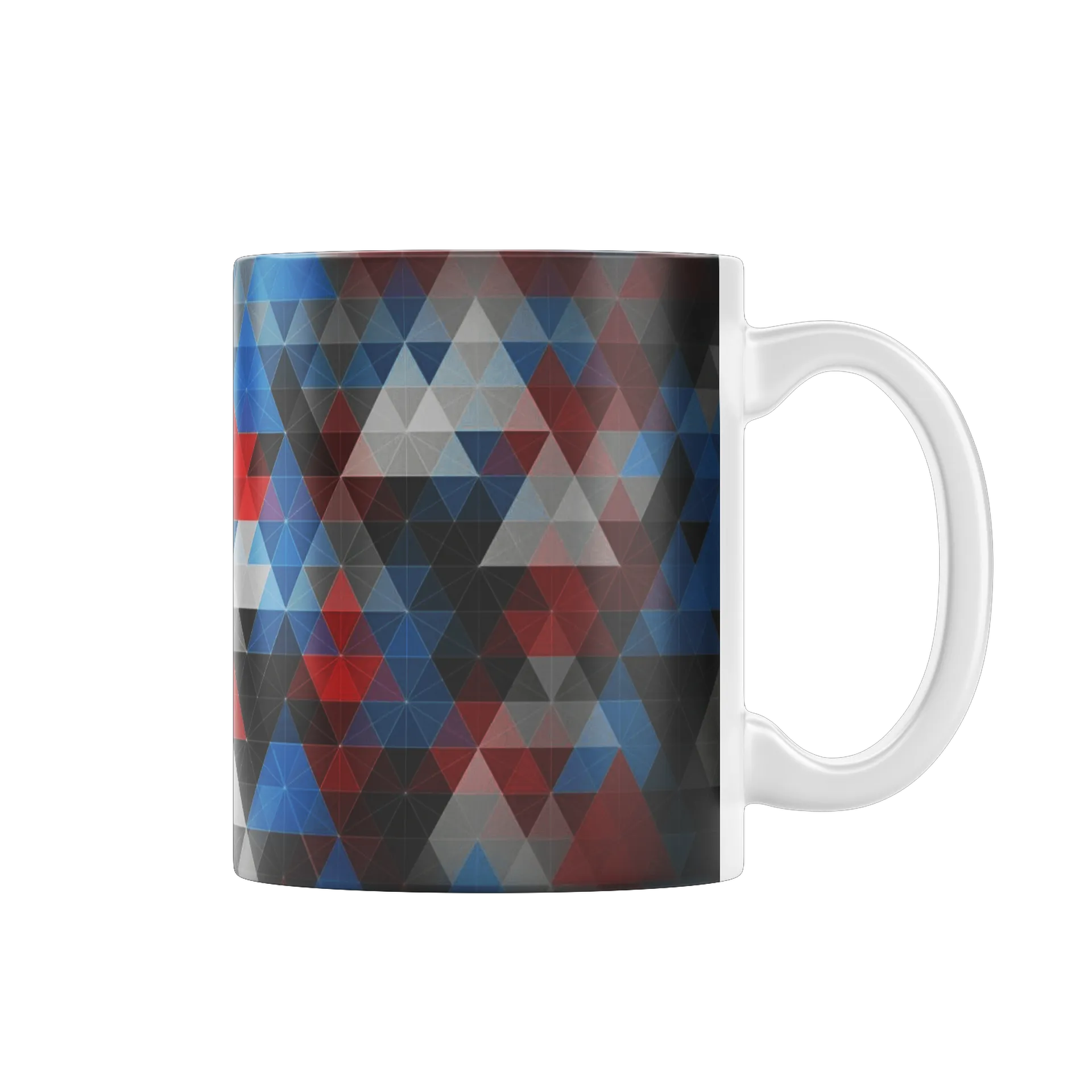 Caneca Porcelana Estampa Geométrica Azul Vermelho 325ml - Imagem 1