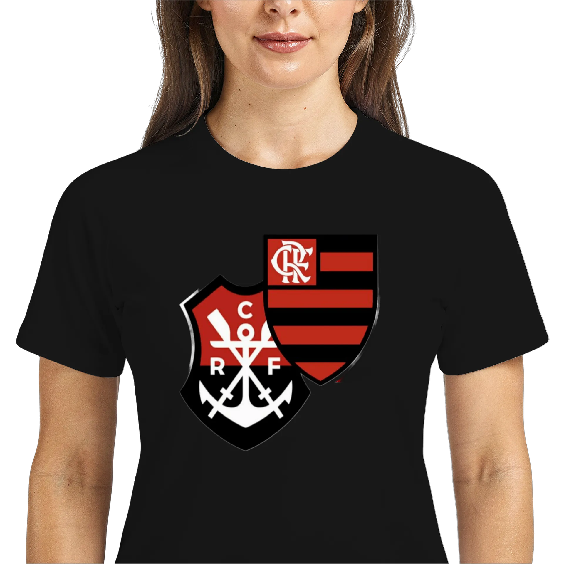 Camiseta Dry Fit Escudos Futebol Preto e Vermelho 100% - Imagem 3