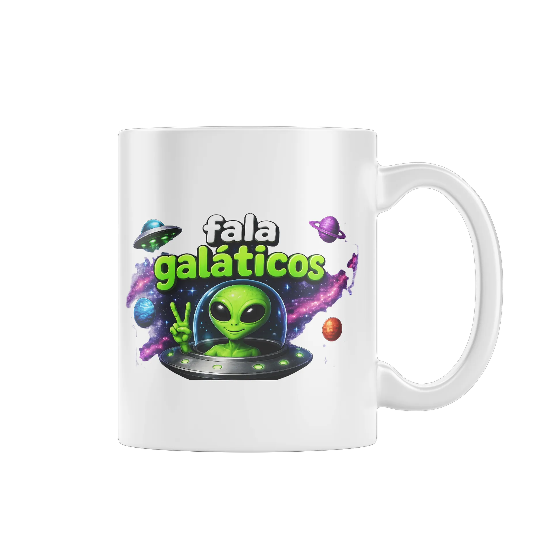 Caneca Fala Galácticos - Branco - Canhoto de Construindo Novo Humano — imagem 1 de 4
