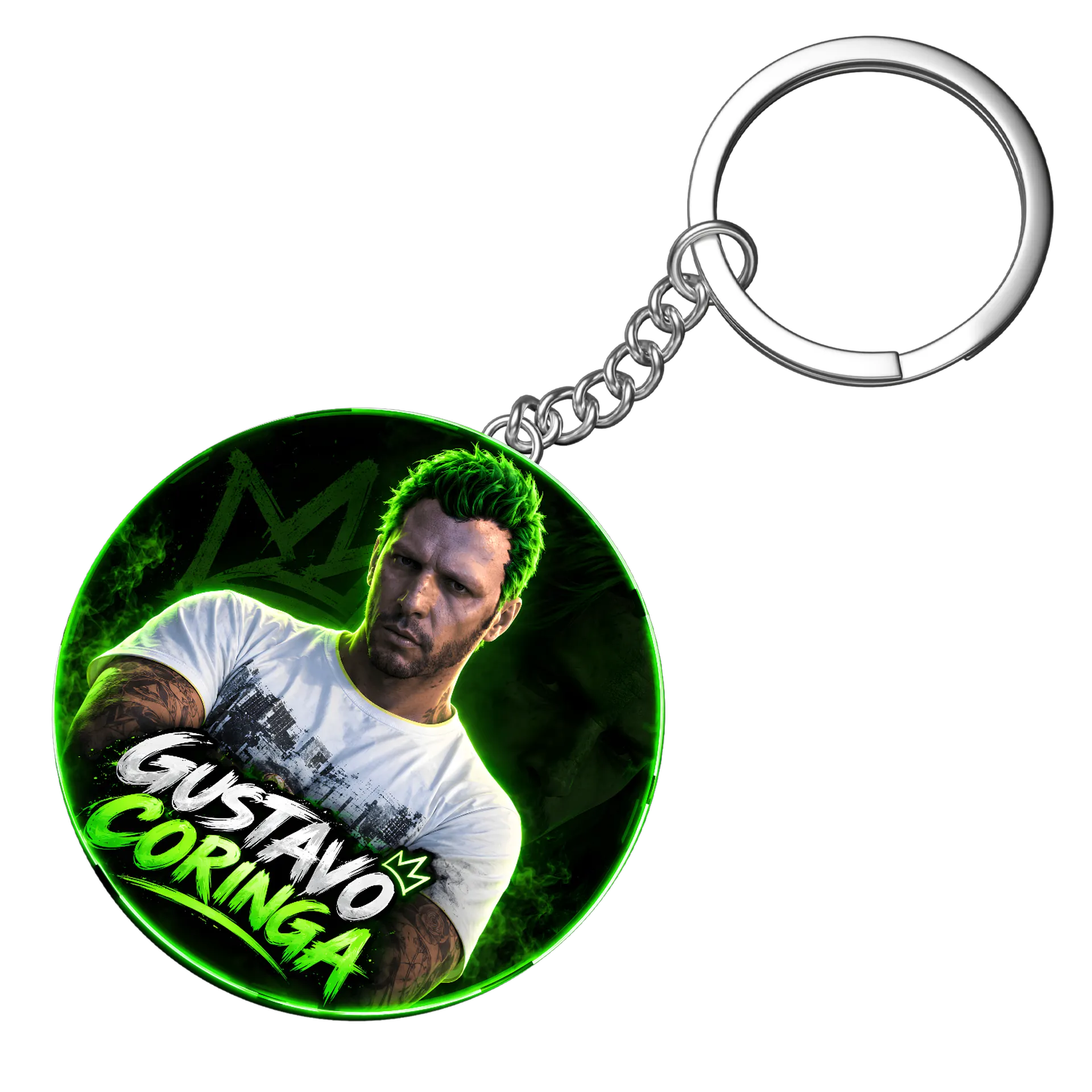 Chaveiro MDF Gustavo Coringa Estampa Neon Verde - Imagem 3